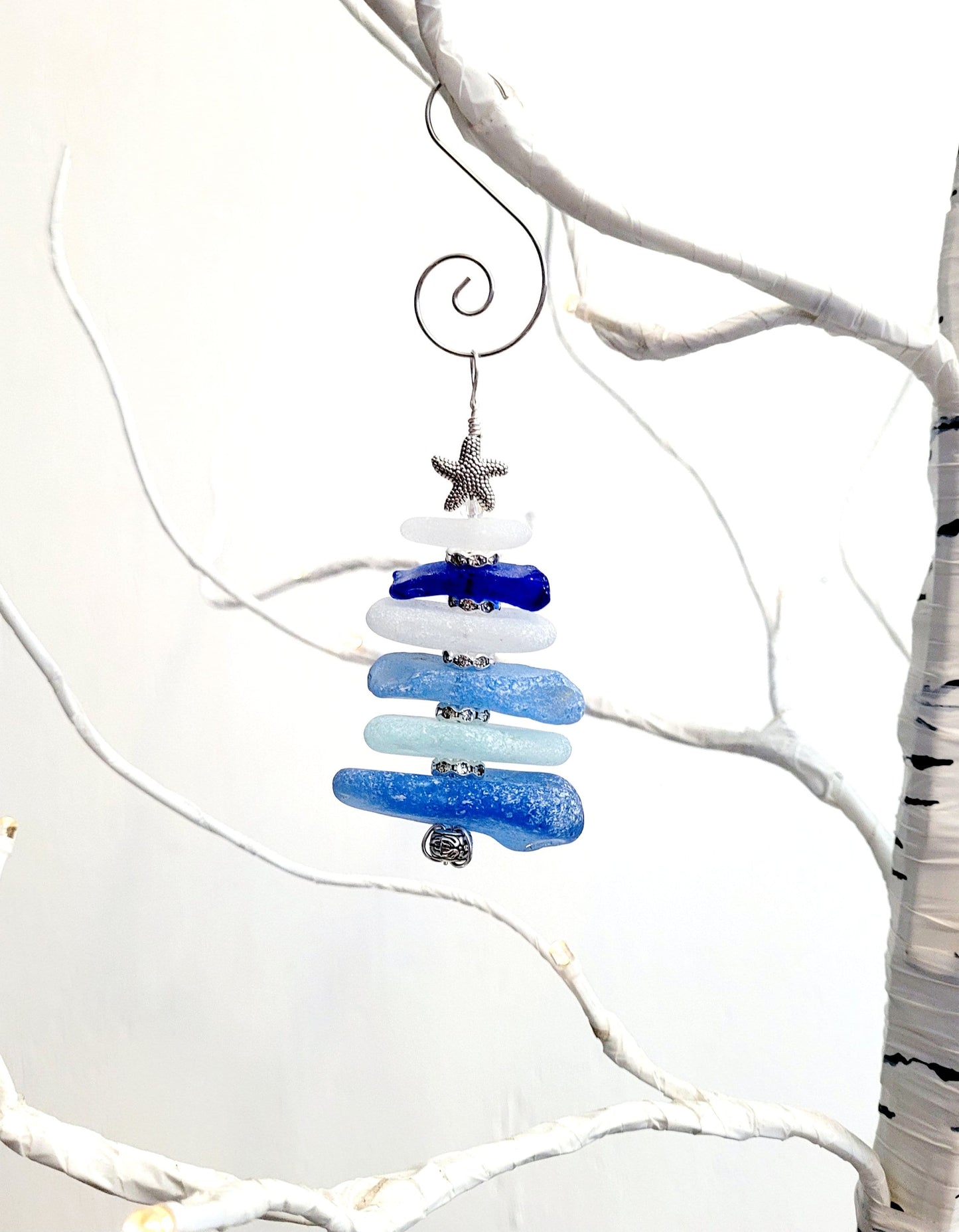 Sea Glass Christmas Tree Ornament/Sea Glass Pine Tree Ornament/Genuine Sea Glass Tree Ornament/297