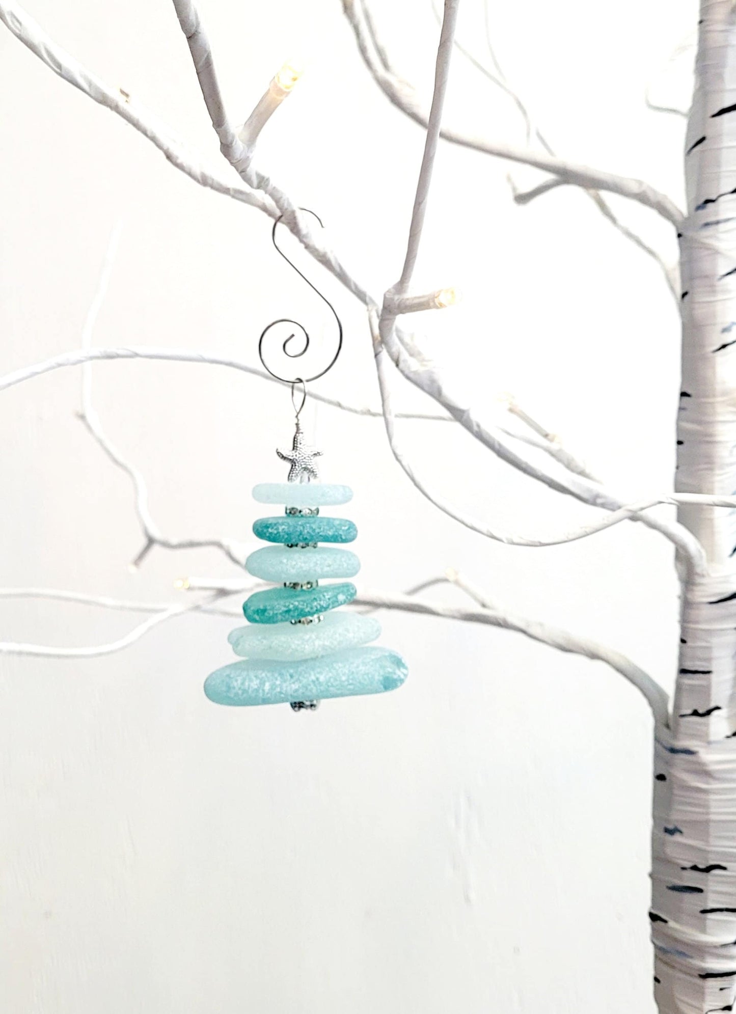 Sea Glass Christmas Tree Ornament/Sea Glass Pine Tree Ornament/Genuine Sea Glass Tree Ornament/296