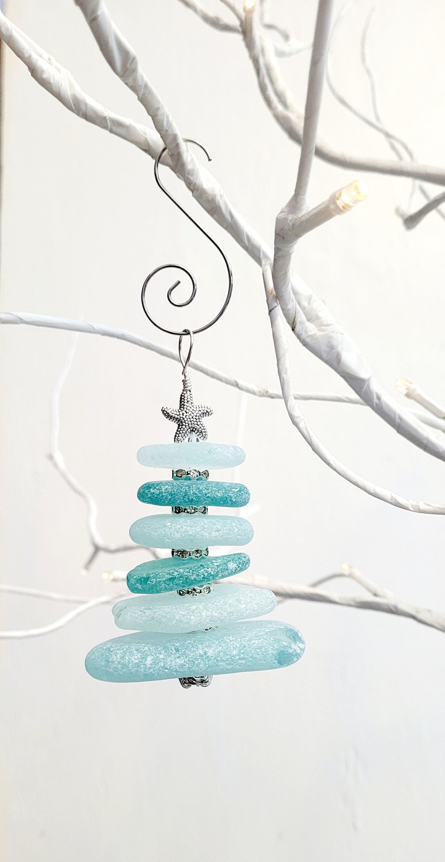 Sea Glass Christmas Tree Ornament/Sea Glass Pine Tree Ornament/Genuine Sea Glass Tree Ornament/296