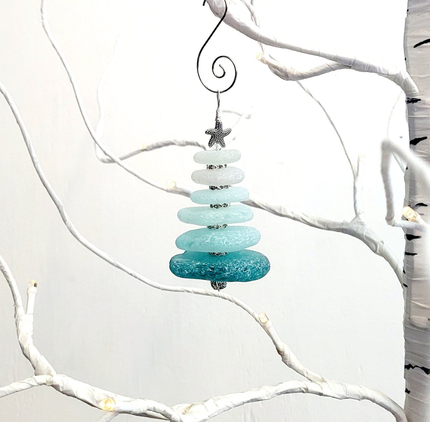 Sea Glass Christmas Tree Ornament/Sea Glass Pine Tree Ornament/Genuine Sea Glass Tree Ornament/295