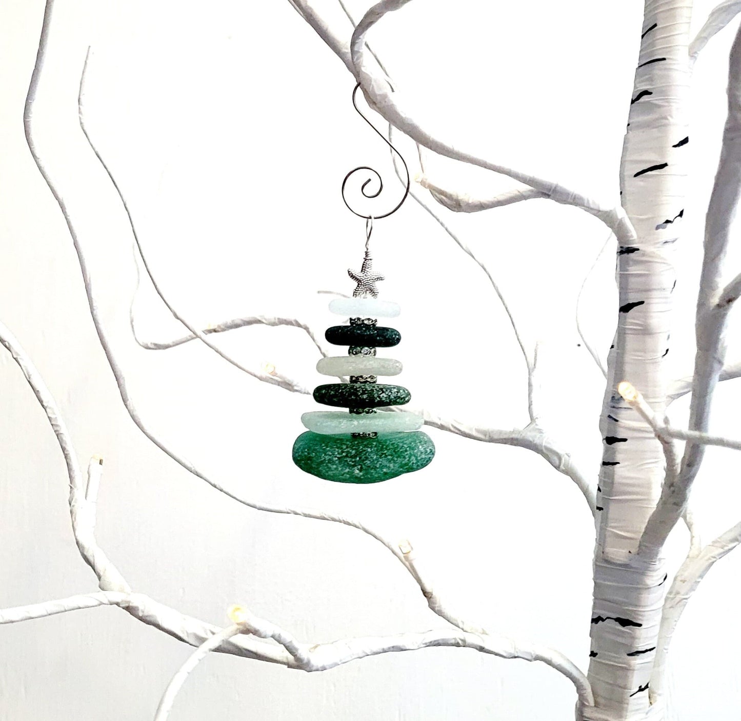 Sea Glass Christmas Tree Ornament/Sea Glass Pine Tree Ornament/Genuine Sea Glass Tree Ornament/294