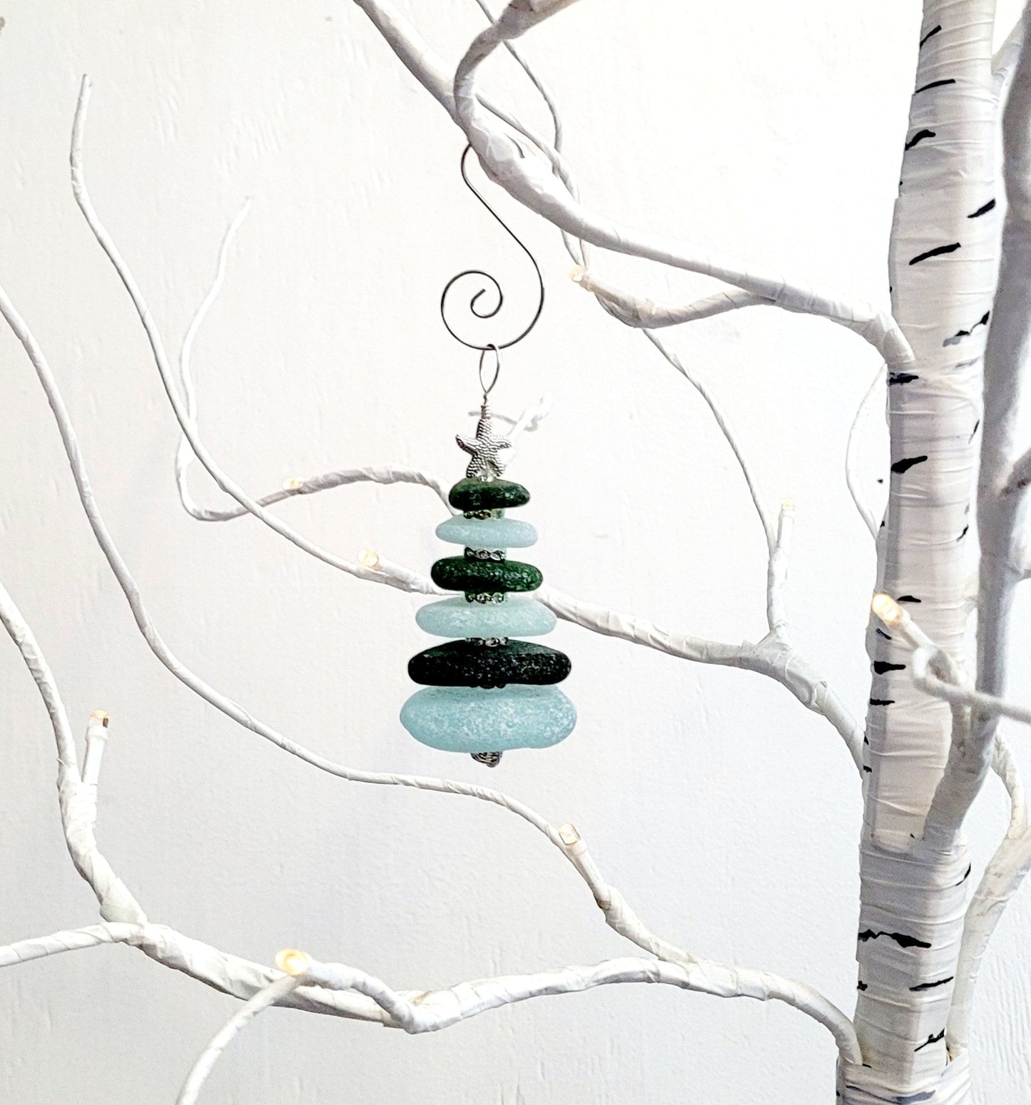 Sea Glass Christmas Tree Ornament/Sea Glass Pine Tree Ornament/Genuine Sea Glass Tree Ornament/293