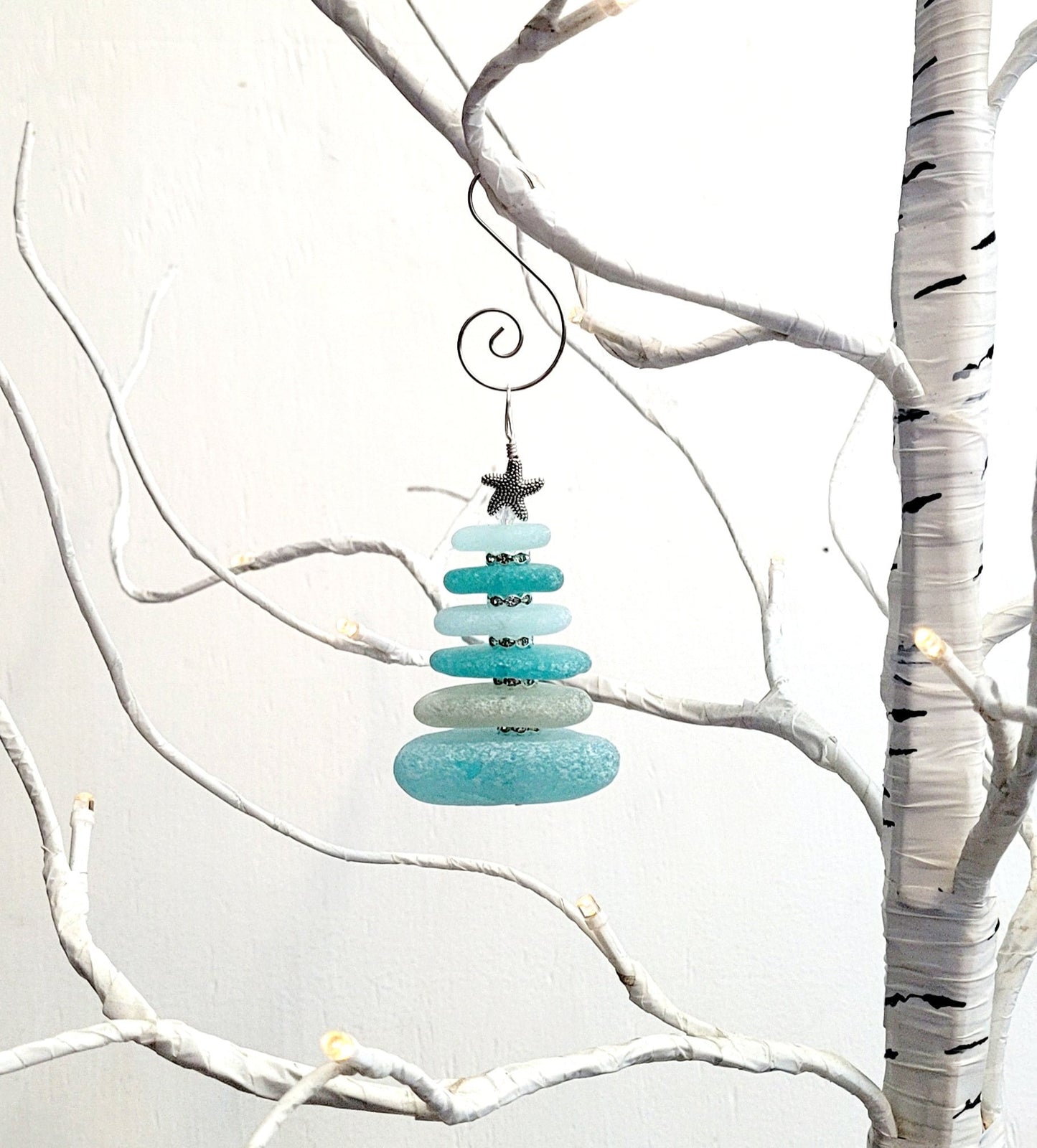 Sea Glass Christmas Tree Ornament/Sea Glass Pine Tree Ornament/Genuine Sea Glass Tree Ornament/291