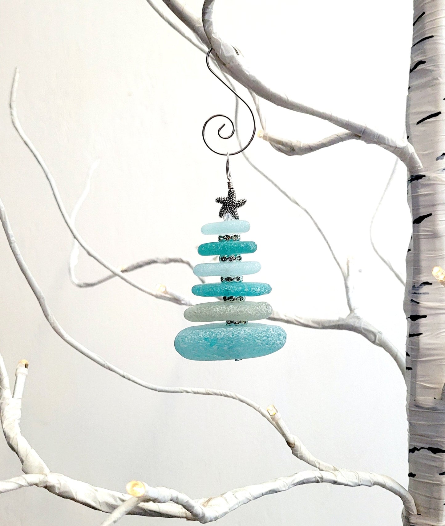 Sea Glass Christmas Tree Ornament/Sea Glass Pine Tree Ornament/Genuine Sea Glass Tree Ornament/291