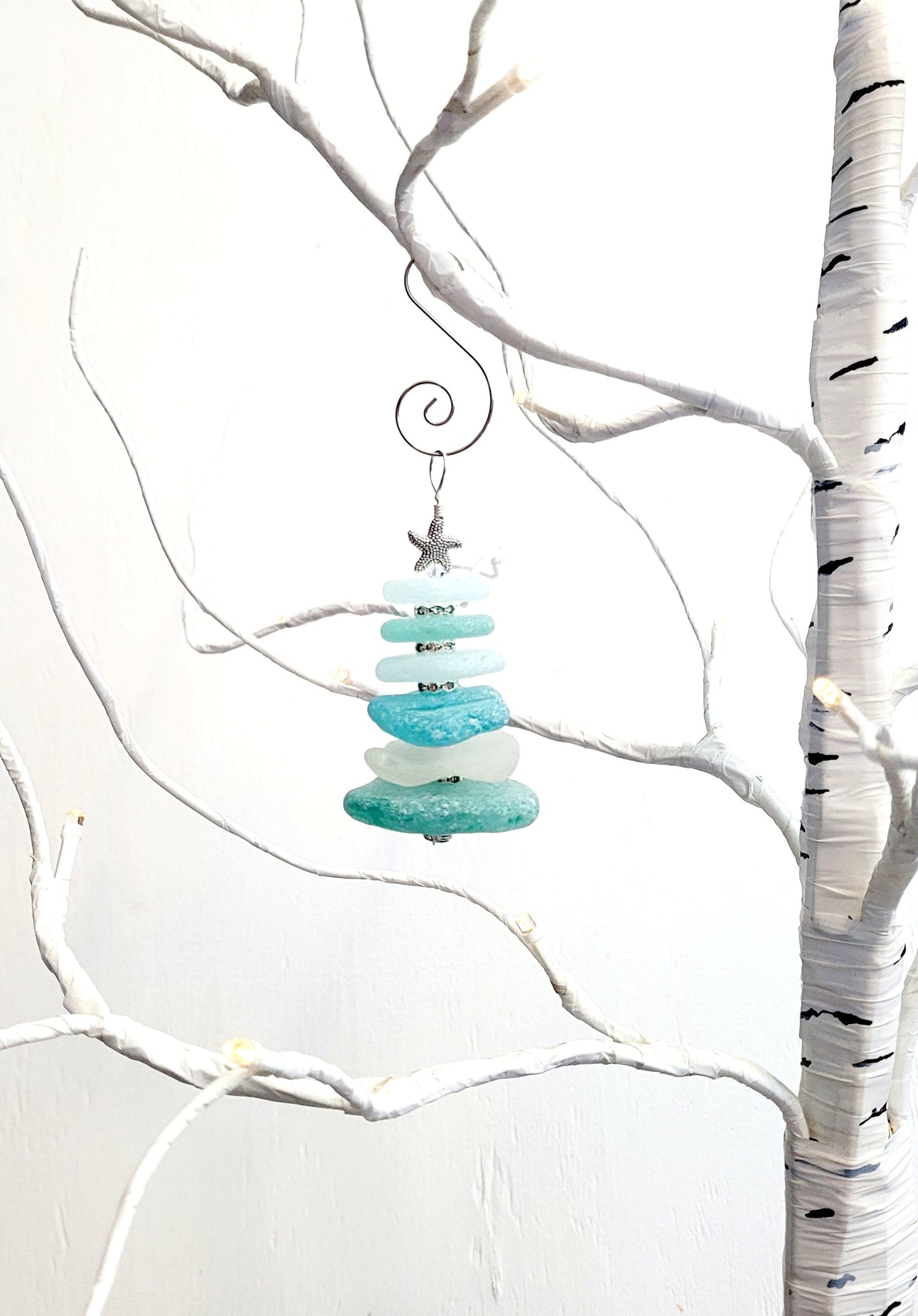 Sea Glass Christmas Tree Ornament/Sea Glass Pine Tree Ornament/Genuine Sea Glass Tree Ornament/290