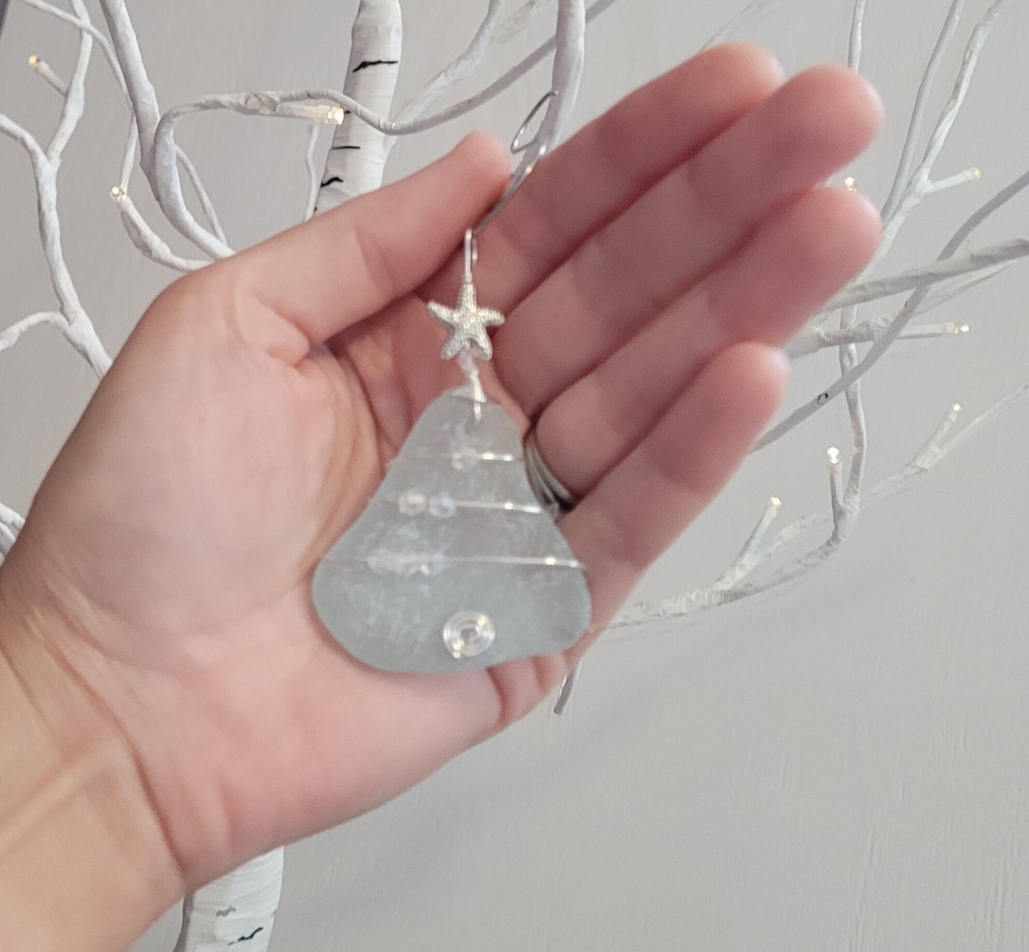 Genuine Sea Glass Christmas Tree Pendant/Sea Glass Christmas Tree Ornament/Coastal Ornament/Beach Decor/50d