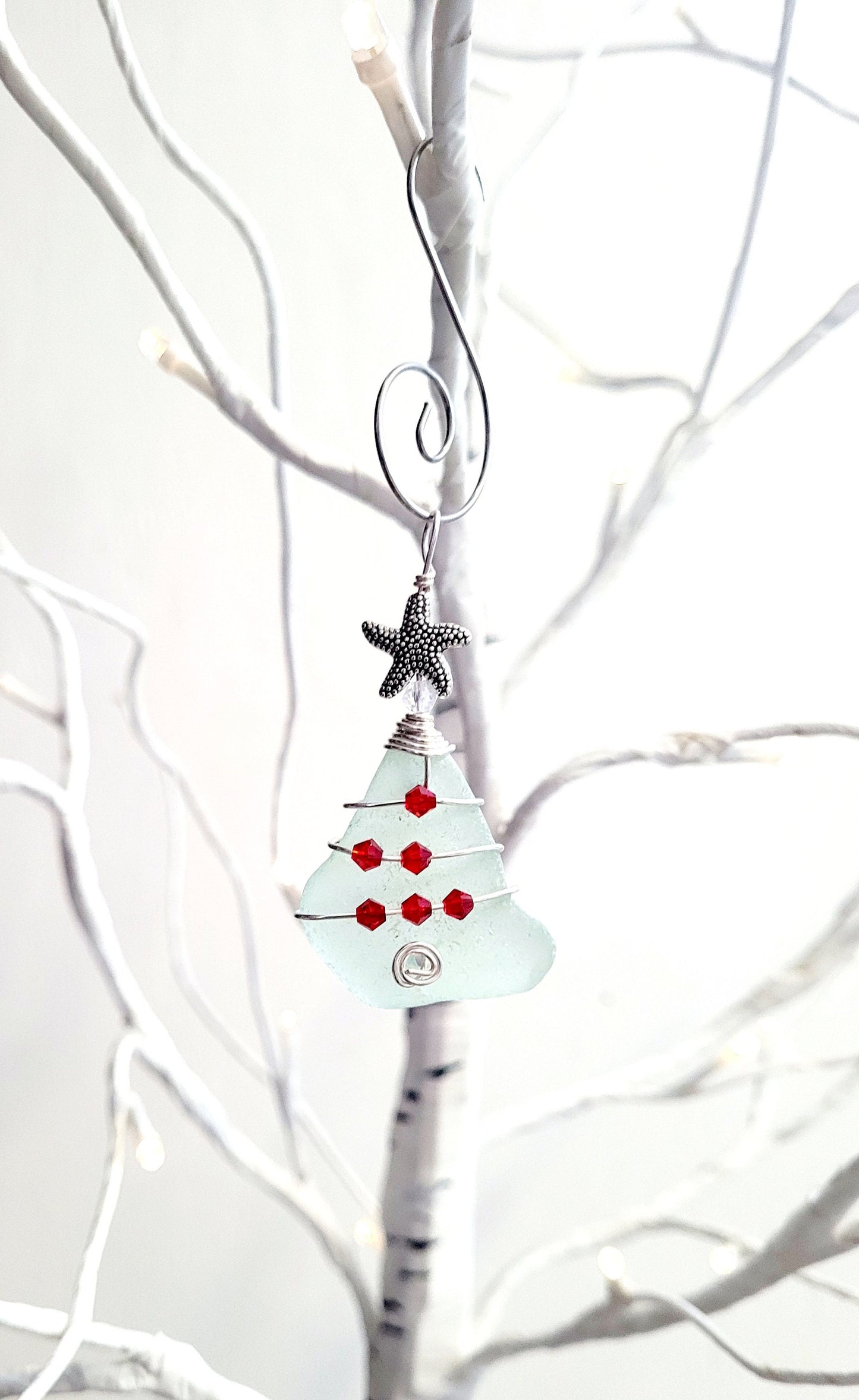 Genuine Sea Glass Christmas Tree Pendant/Sea Glass Christmas Tree Ornament/Coastal Ornament/Beach Decor/31d