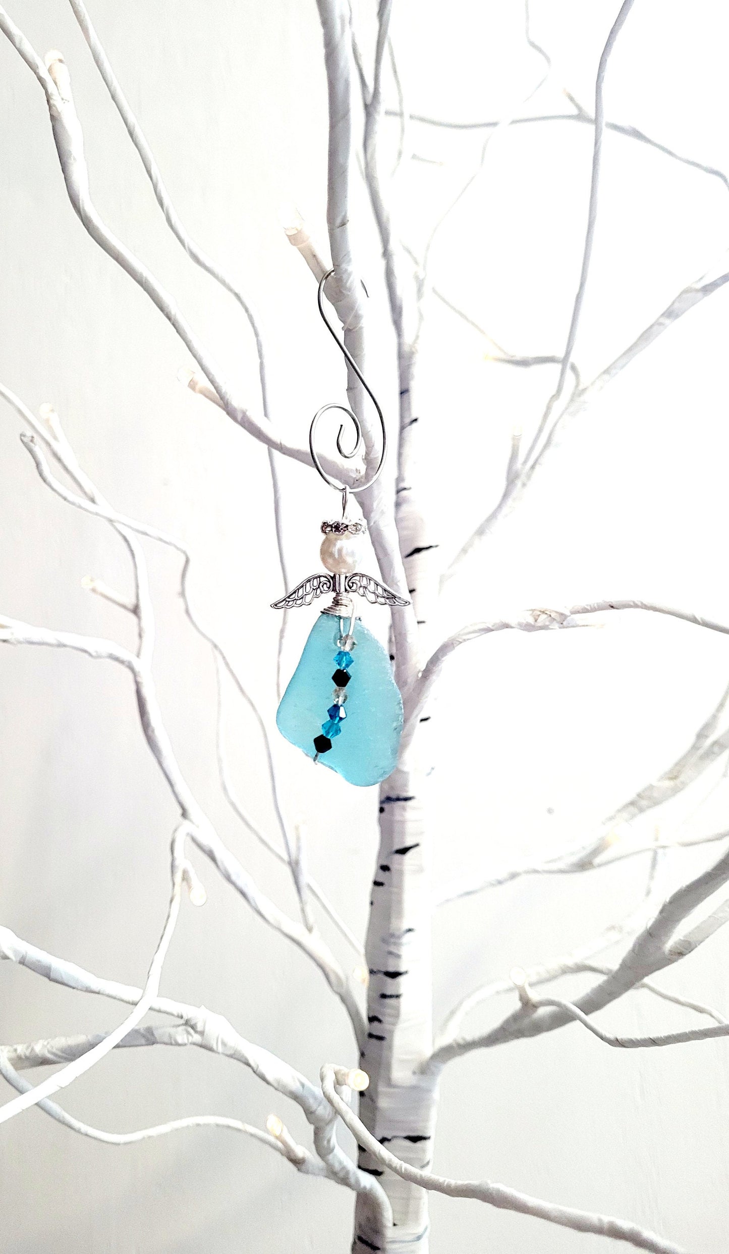 Genuine Sea Glass Angel Sun Catcher/Angel Car Charm/Angel Pendant/Angel Ornament/Get Well Gift/Religious Gift/Gift for Her/Birthday Gift/151