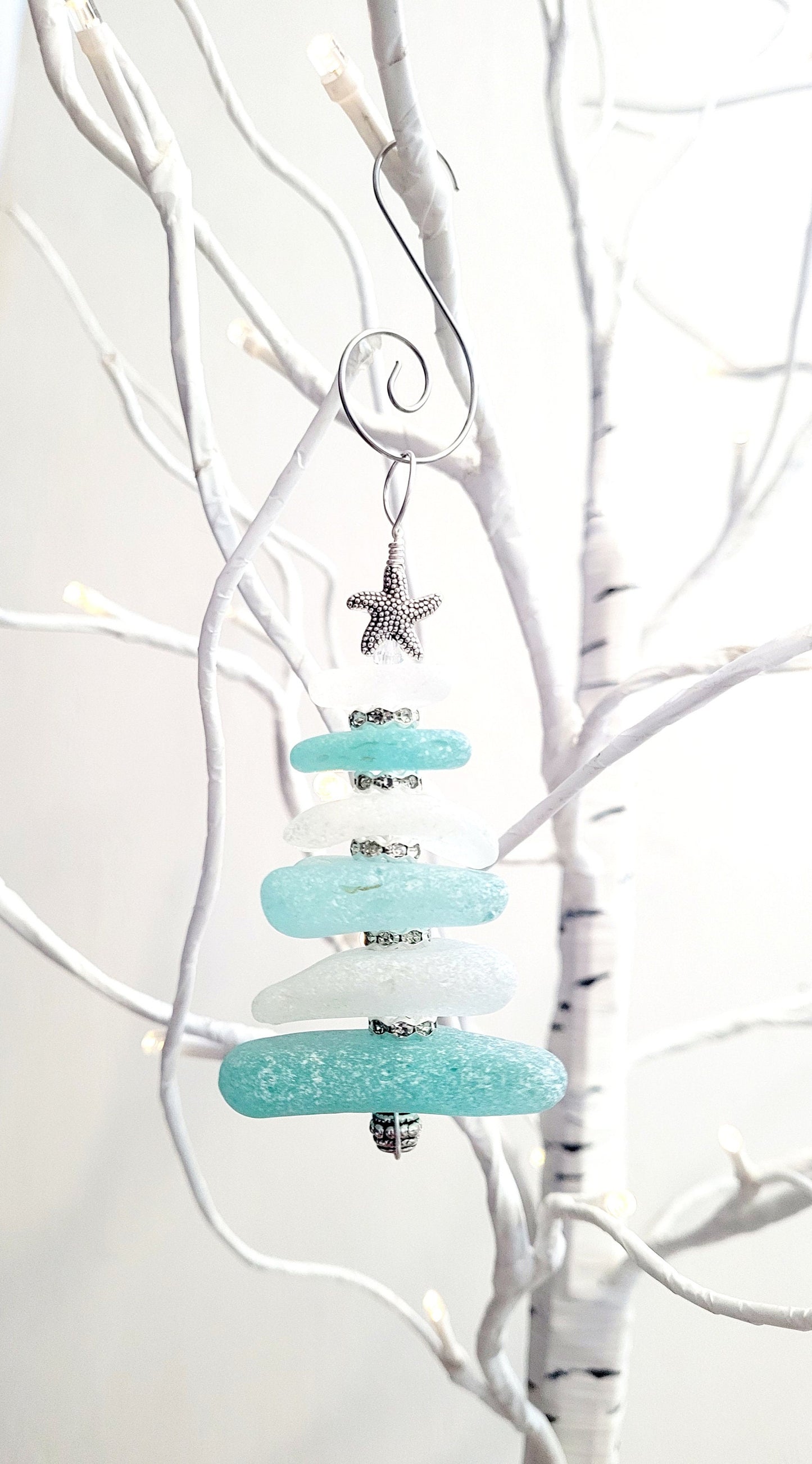 Sea Glass Christmas Tree Ornament/Sea Glass Pine Tree Ornament/Genuine Sea Glass Tree Ornament/174