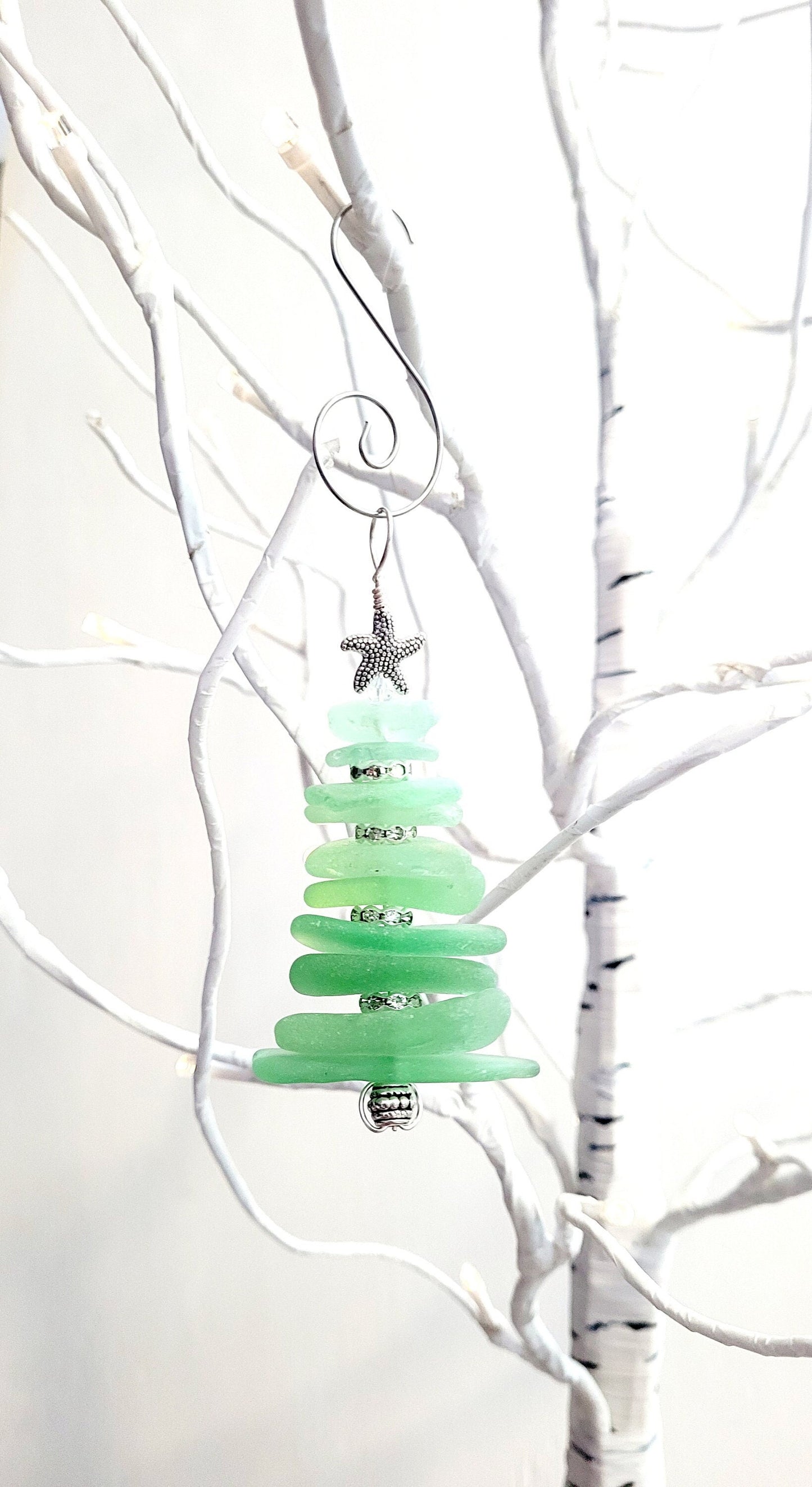 Sea Glass Christmas Tree Ornament/Sea Glass Pine Tree Ornament/Genuine Sea Glass Tree Ornament/173