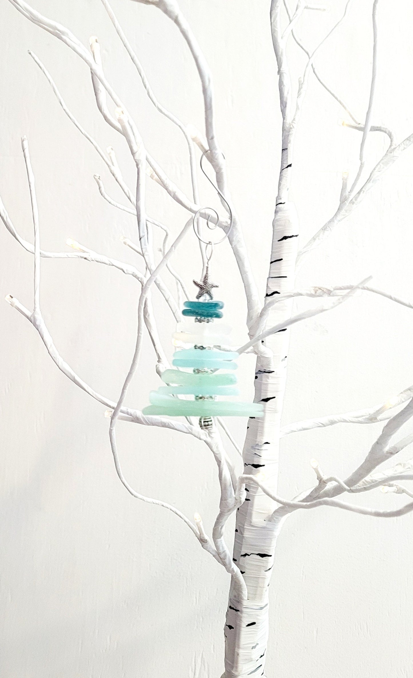 Sea Glass Christmas Tree Ornament/Sea Glass Pine Tree Ornament/Genuine Sea Glass Tree Ornament/272