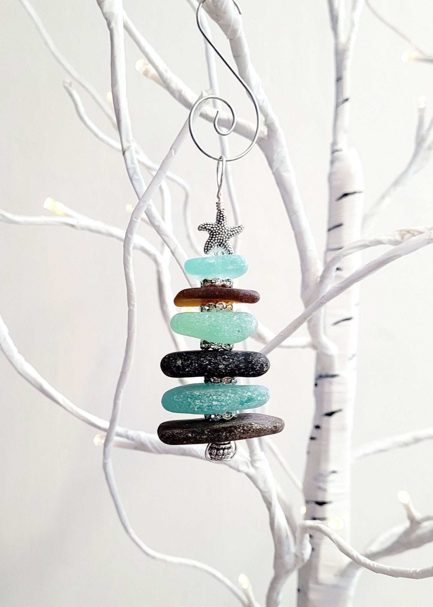 Sea Glass Christmas Tree Ornament/Sea Glass Pine Tree Ornament/Genuine Sea Glass Tree Ornament/271