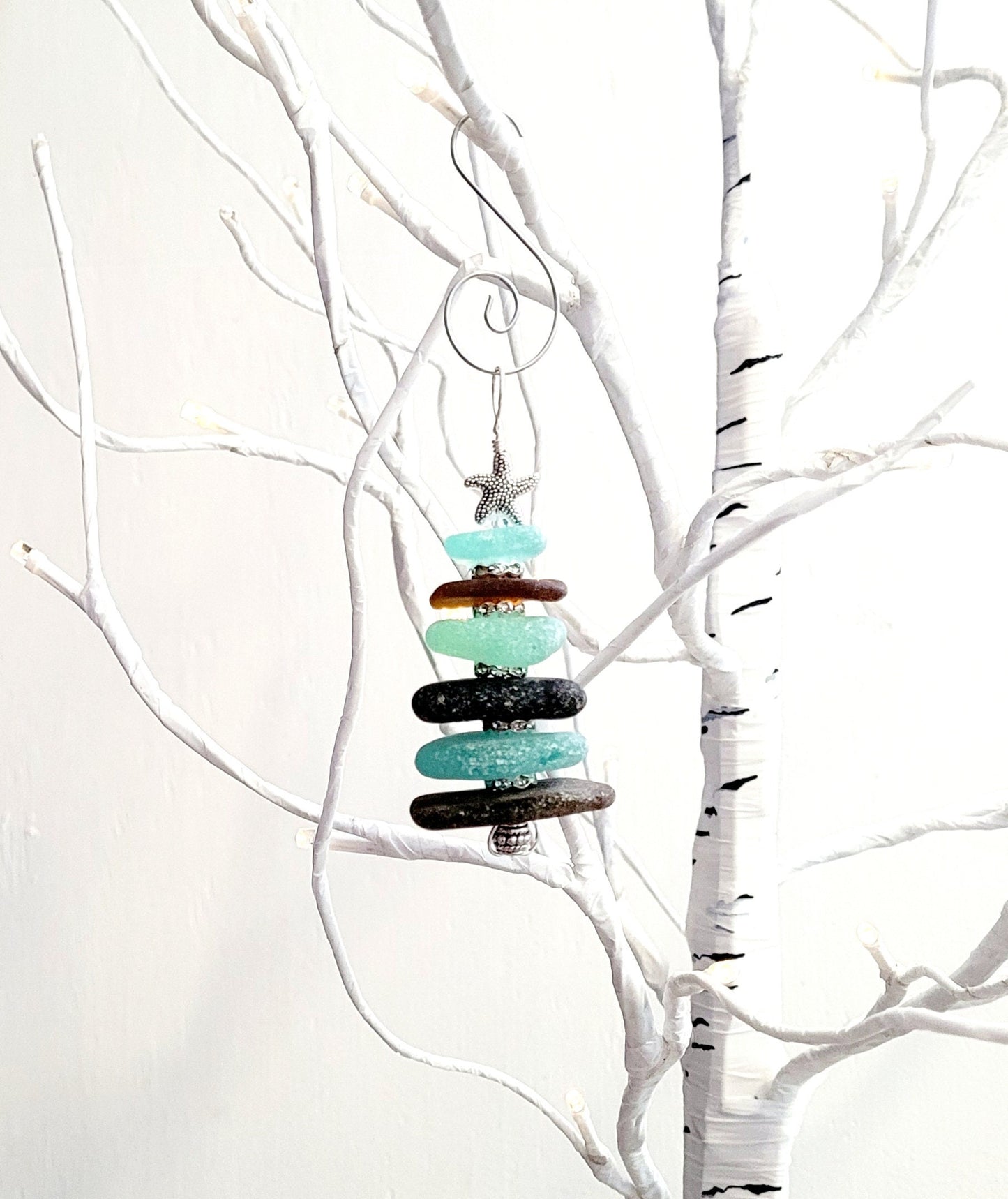 Sea Glass Christmas Tree Ornament/Sea Glass Pine Tree Ornament/Genuine Sea Glass Tree Ornament/271