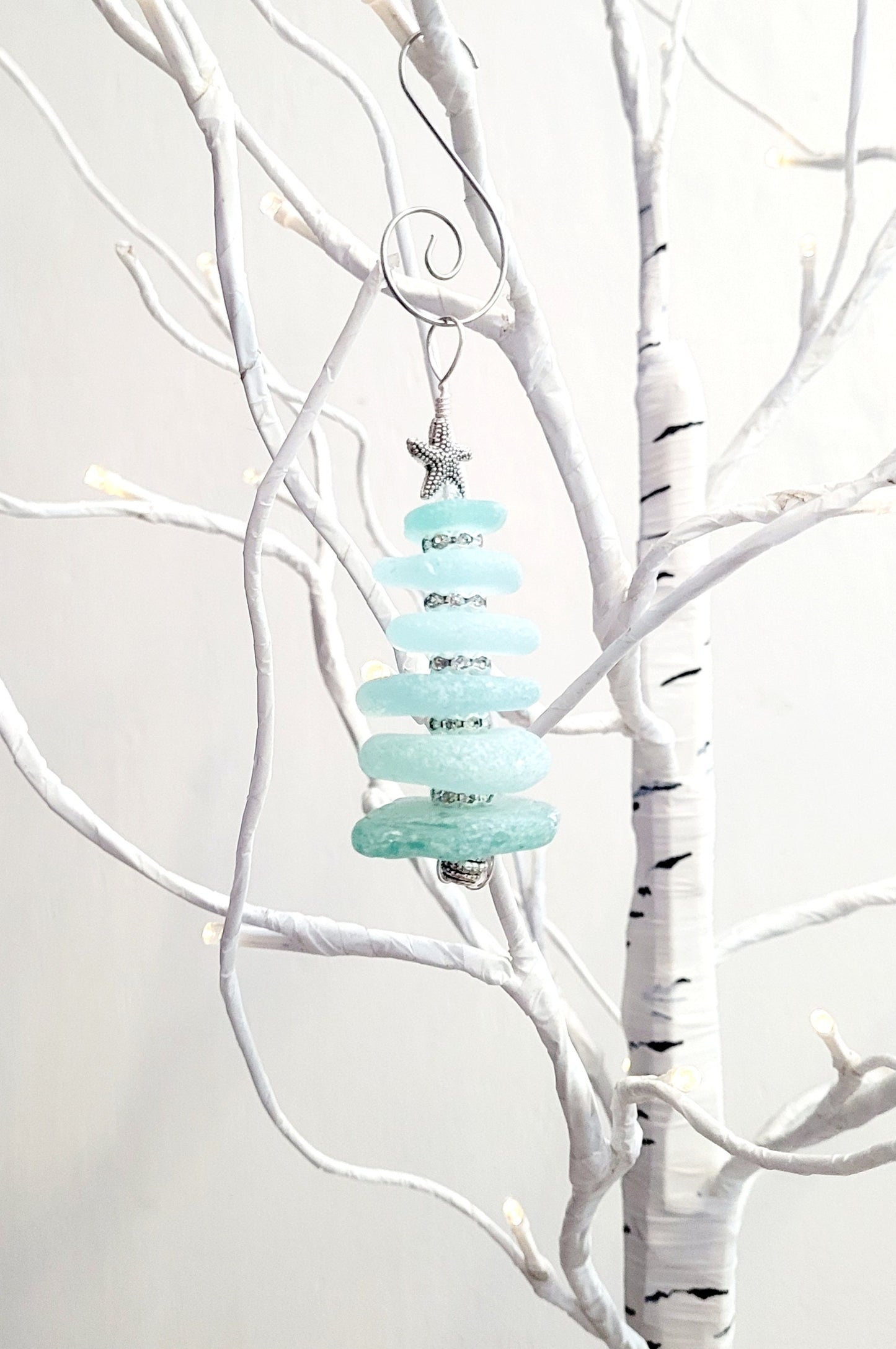 Sea Glass Christmas Tree Ornament/Sea Glass Pine Tree Ornament/Genuine Sea Glass Tree Ornament/270