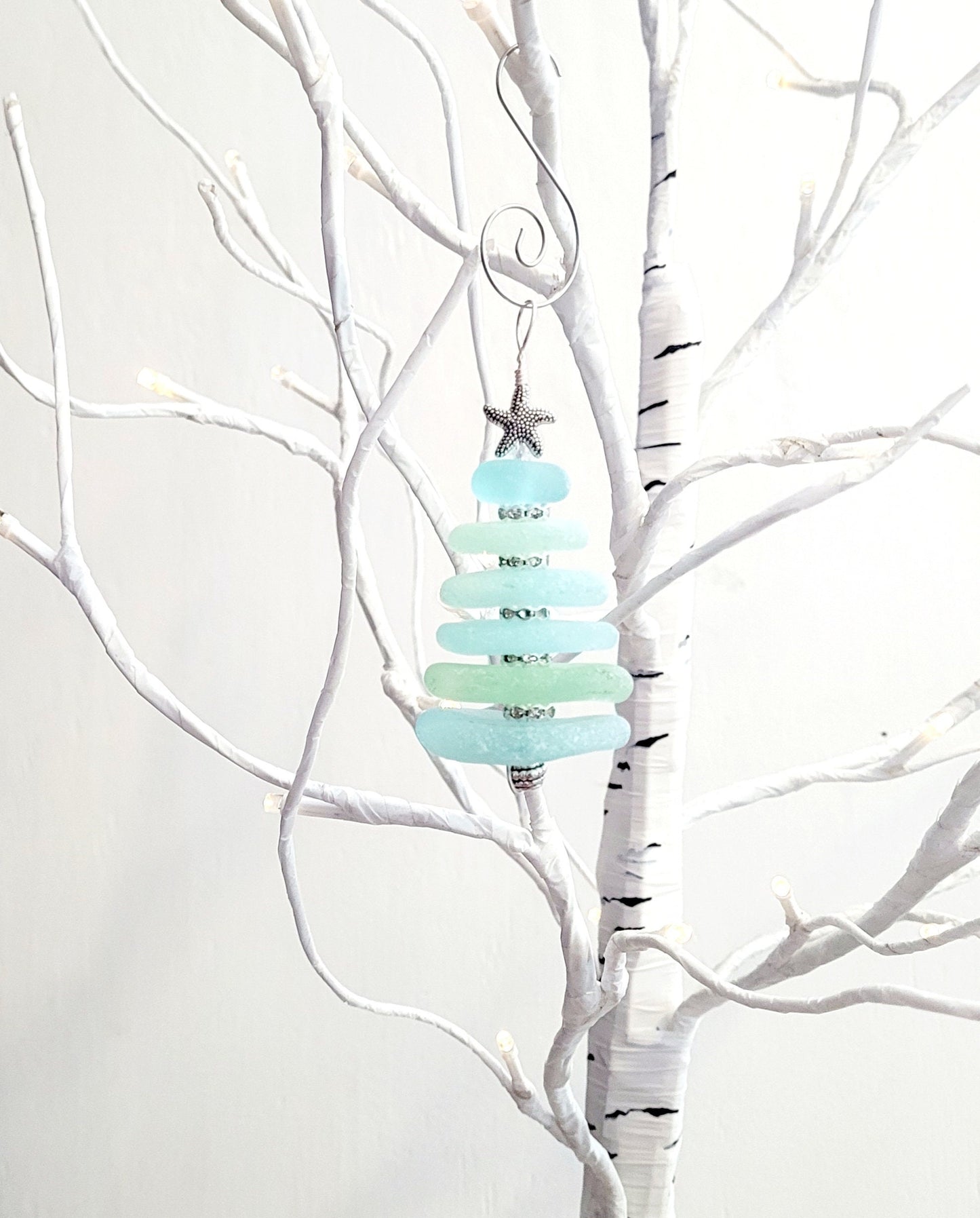 Sea Glass Christmas Tree Ornament/Sea Glass Pine Tree Ornament/Genuine Sea Glass Tree Ornament/268