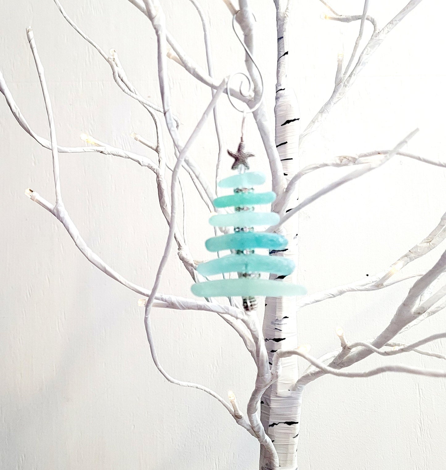 Sea Glass Christmas Tree Ornament/Sea Glass Pine Tree Ornament/Genuine Sea Glass Tree Ornament/267