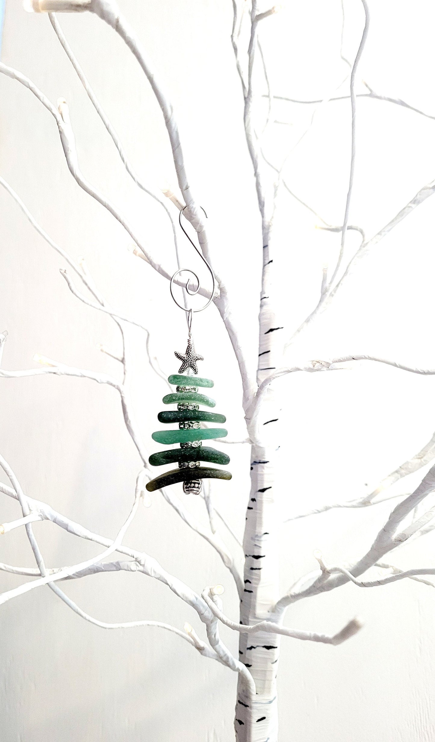 Sea Glass Christmas Tree Ornament/Sea Glass Pine Tree Ornament/Genuine Sea Glass Tree Ornament/266