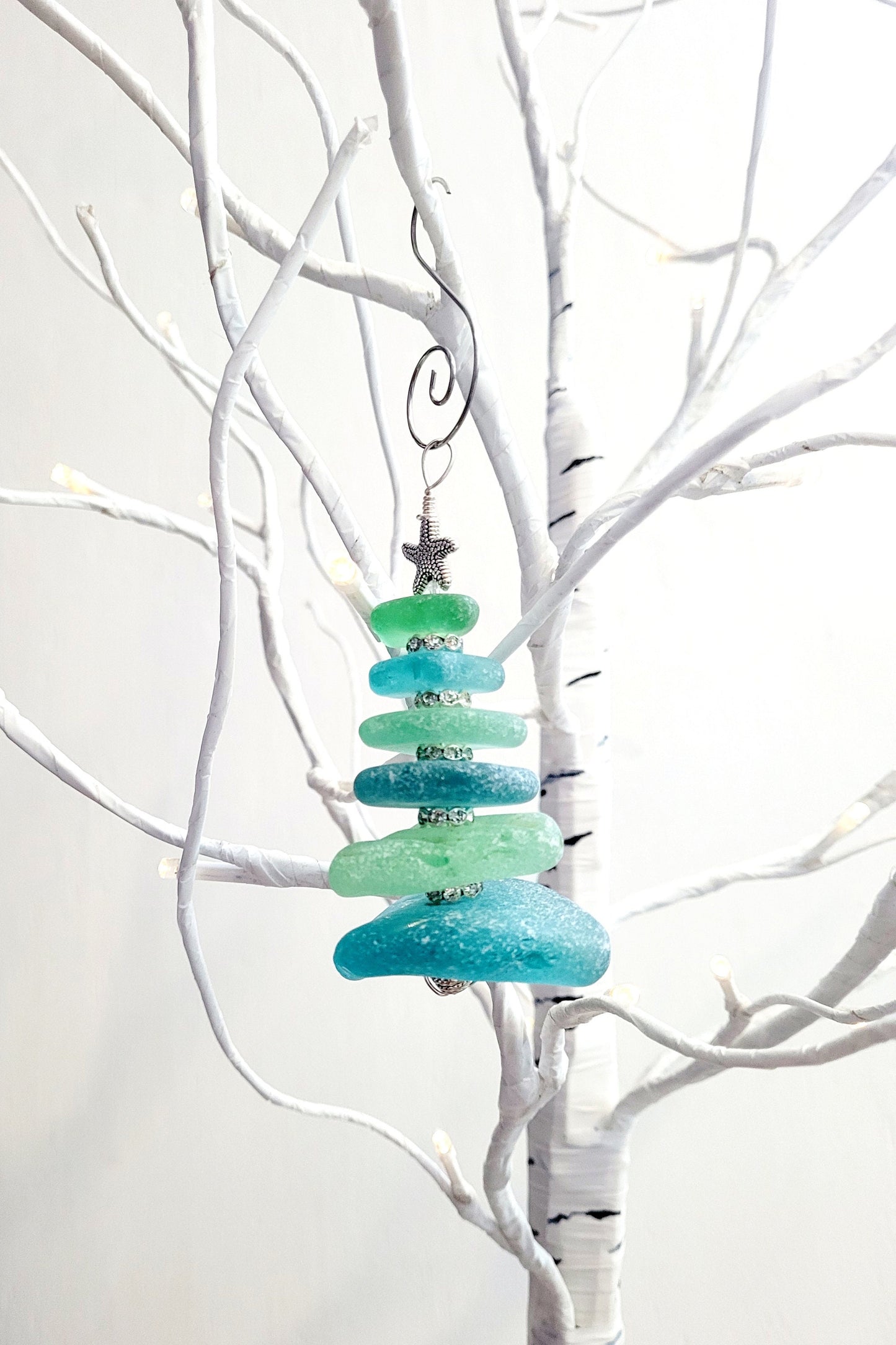 Sea Glass Christmas Tree Ornament/Sea Glass Pine Tree Ornament/Genuine Sea Glass Tree Ornament/265