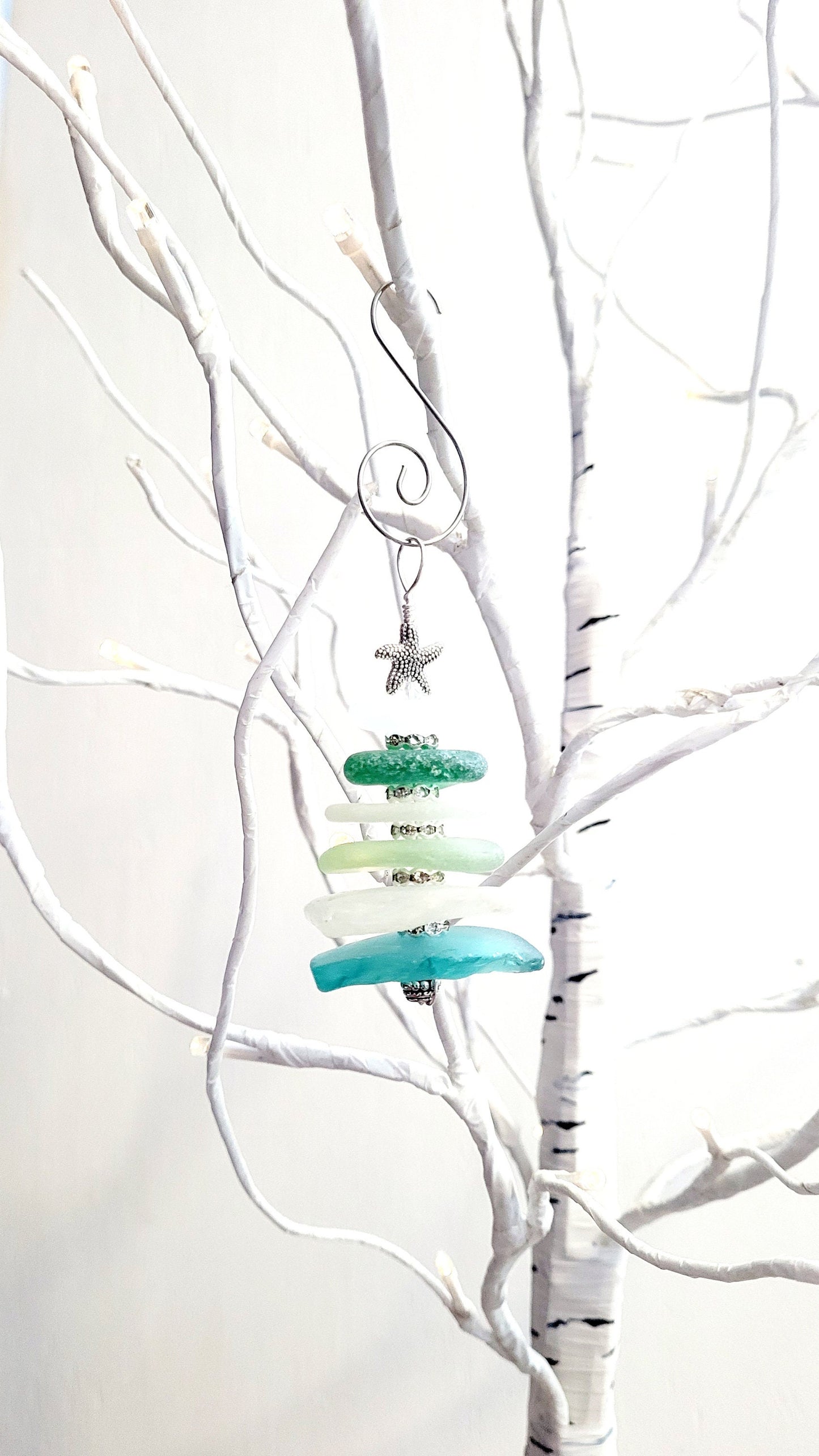 Sea Glass Christmas Tree Ornament/Sea Glass Pine Tree Ornament/Genuine Sea Glass Tree Ornament/264