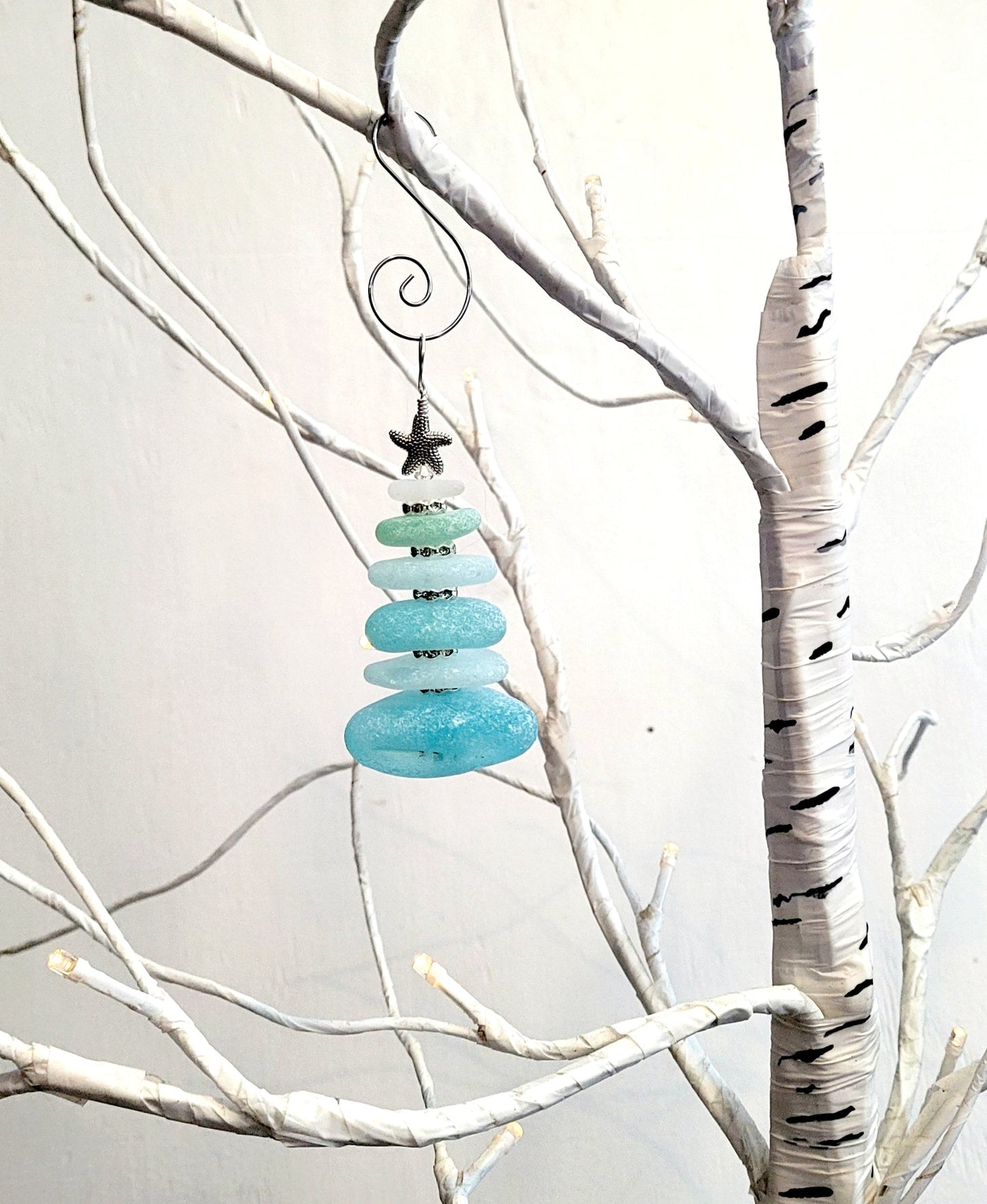 Sea Glass Christmas Tree Ornament/Sea Glass Pine Tree Ornament/Genuine Sea Glass Tree Ornament/288