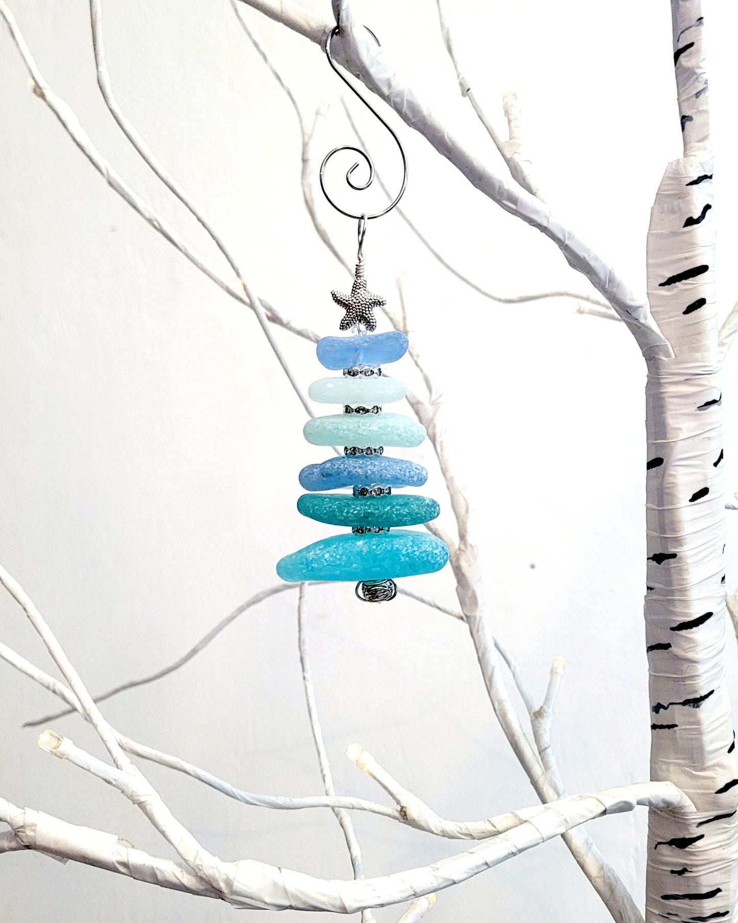 Sea Glass Christmas Tree Ornament/Sea Glass Pine Tree Ornament/Genuine Sea Glass Tree Ornament/287