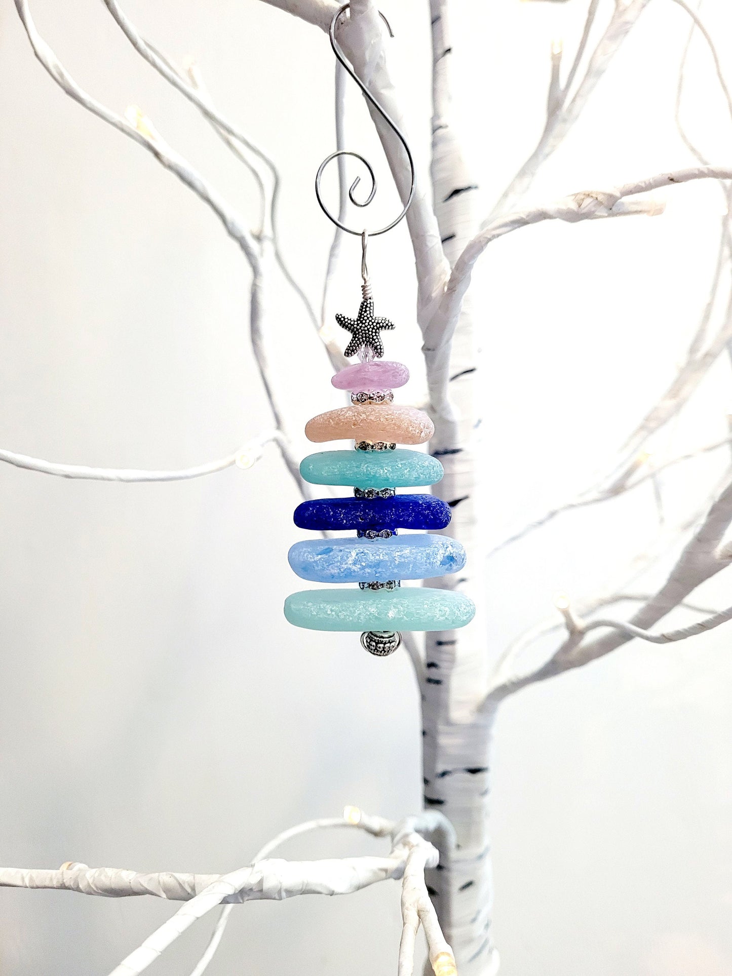 Sea Glass Christmas Tree Ornament/Rare Color Sea Glass/Sea Glass Pine Tree Ornament/Genuine Sea Glass Tree Ornament/263