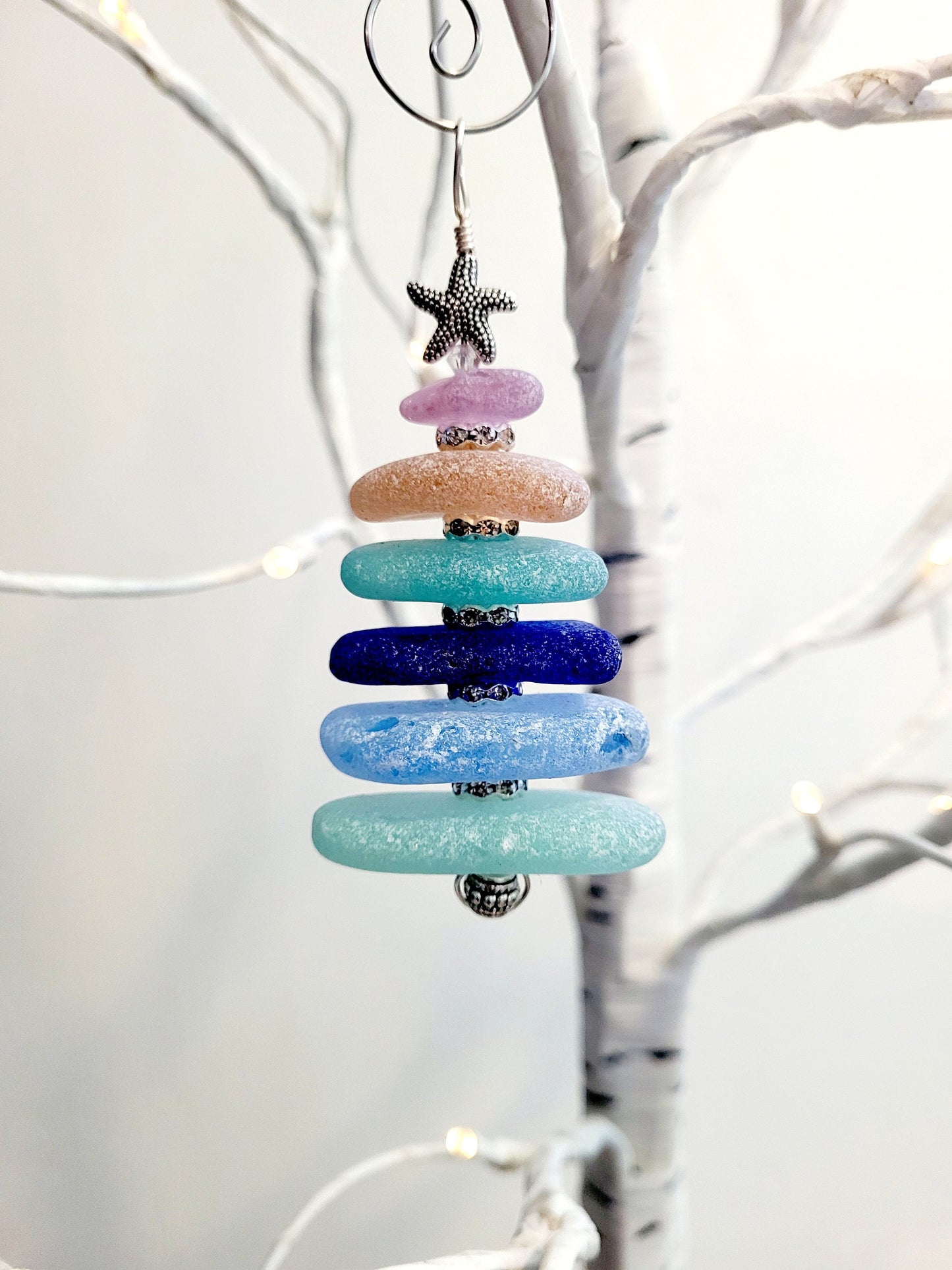 Sea Glass Christmas Tree Ornament/Rare Color Sea Glass/Sea Glass Pine Tree Ornament/Genuine Sea Glass Tree Ornament/263