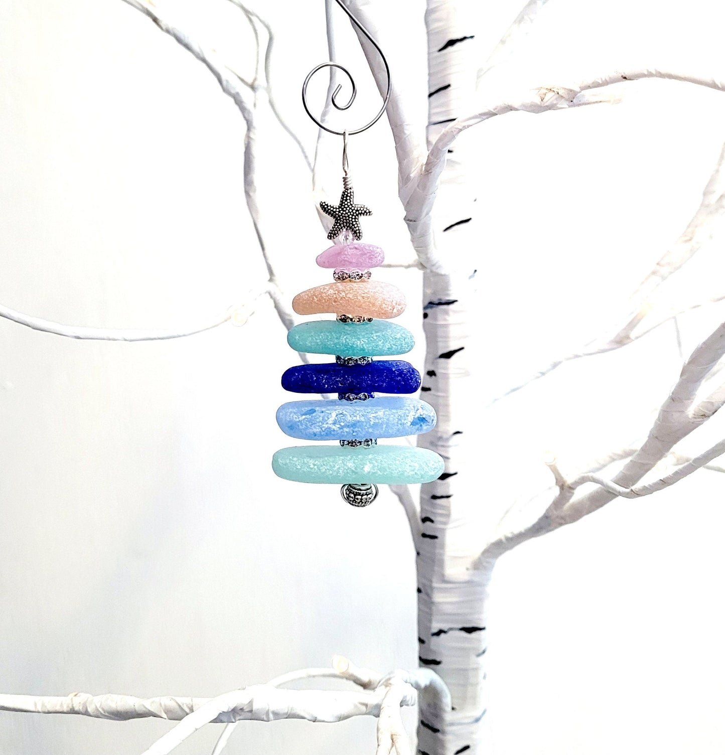 Sea Glass Christmas Tree Ornament/Rare Color Sea Glass/Sea Glass Pine Tree Ornament/Genuine Sea Glass Tree Ornament/263