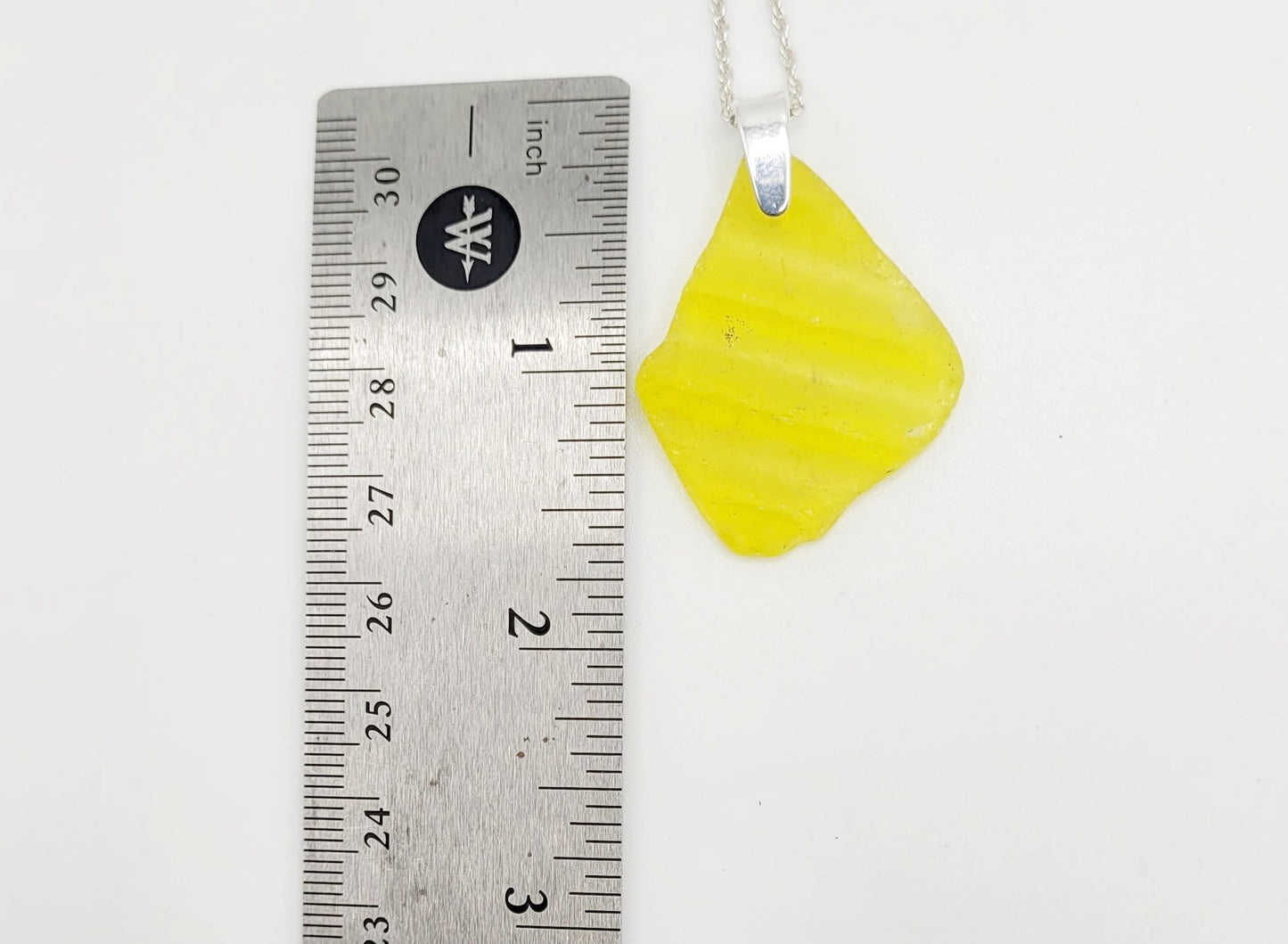 Genuine Sea Glass/Very Rare UV Yellow Sea Glass/Sea Glass and Sterling Silver Necklace/Sea Glass Pendant/Genuine Sea Glass Jewelry/227