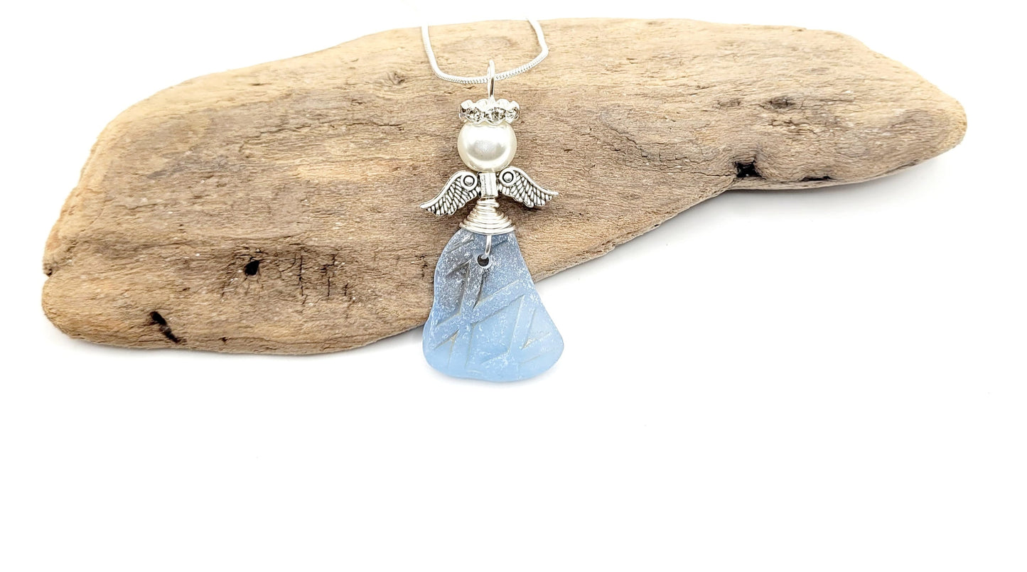 Genuine Sea Glass Angel Sun Catcher/Angel Car Charm/Angel Pendant/Angel Ornament/Angel Gift/Religious Gift/Gift for Her/Birthday Gift/87