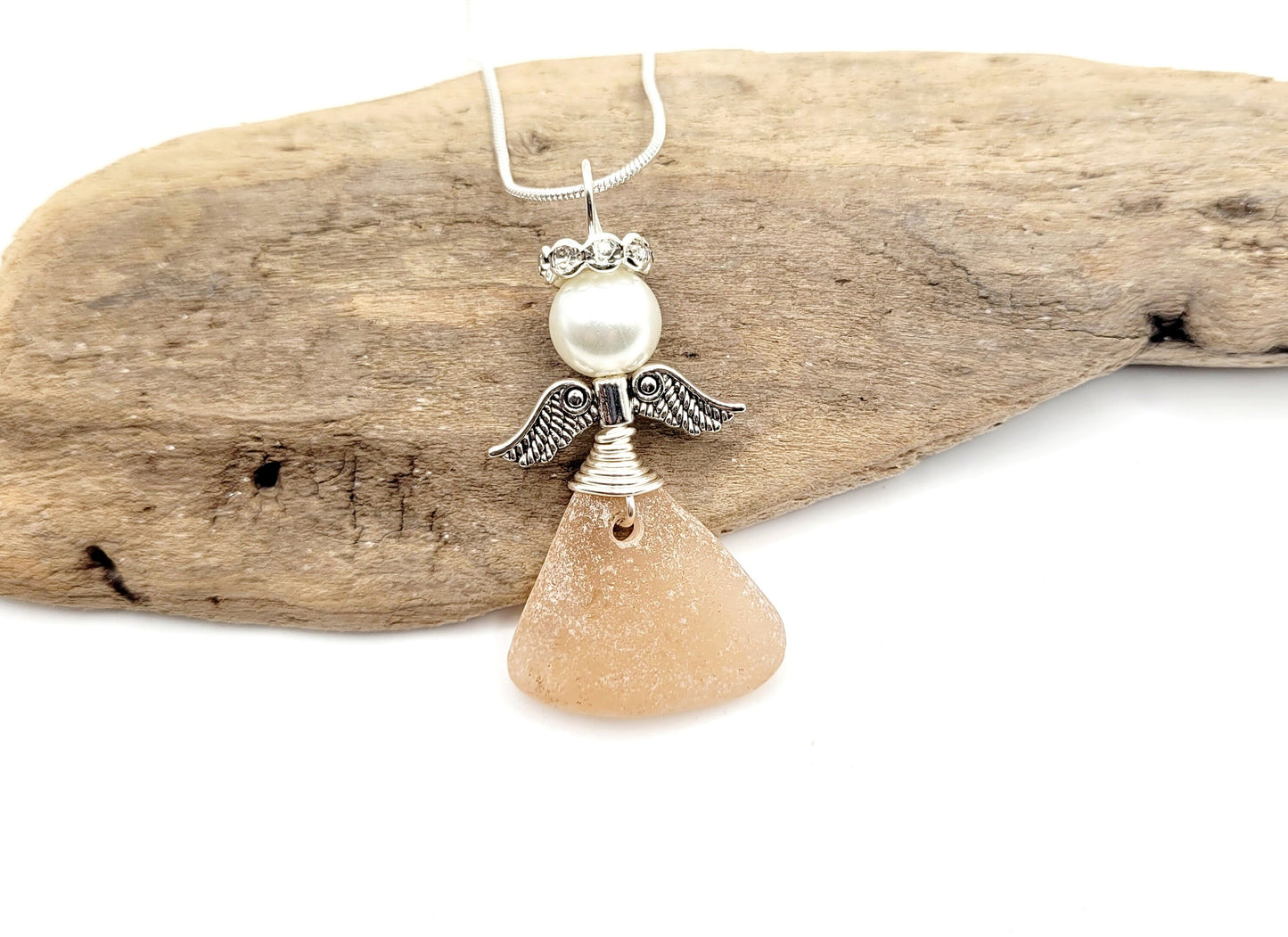 Genuine Sea Glass Angel Sun Catcher/Angel Car Charm/Angel Pendant/Angel Ornament/Angel Gift/Religious Gift/Gift for Her/Birthday Gift/23