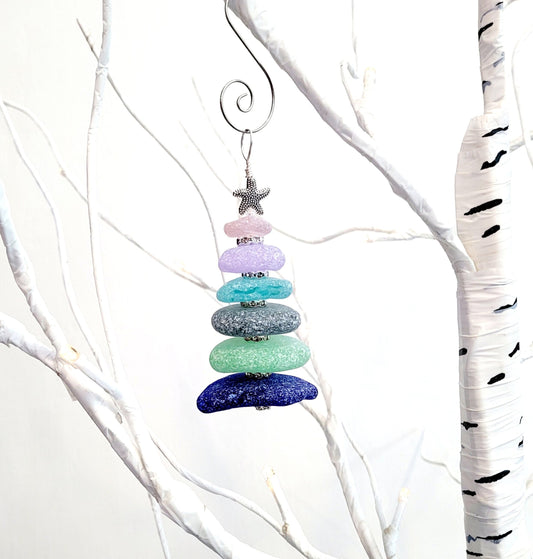 Sea Glass Christmas Tree Ornament/Rare Color Sea Glass/Sea Glass Pine Tree Ornament/Genuine Sea Glass Tree Ornament/280