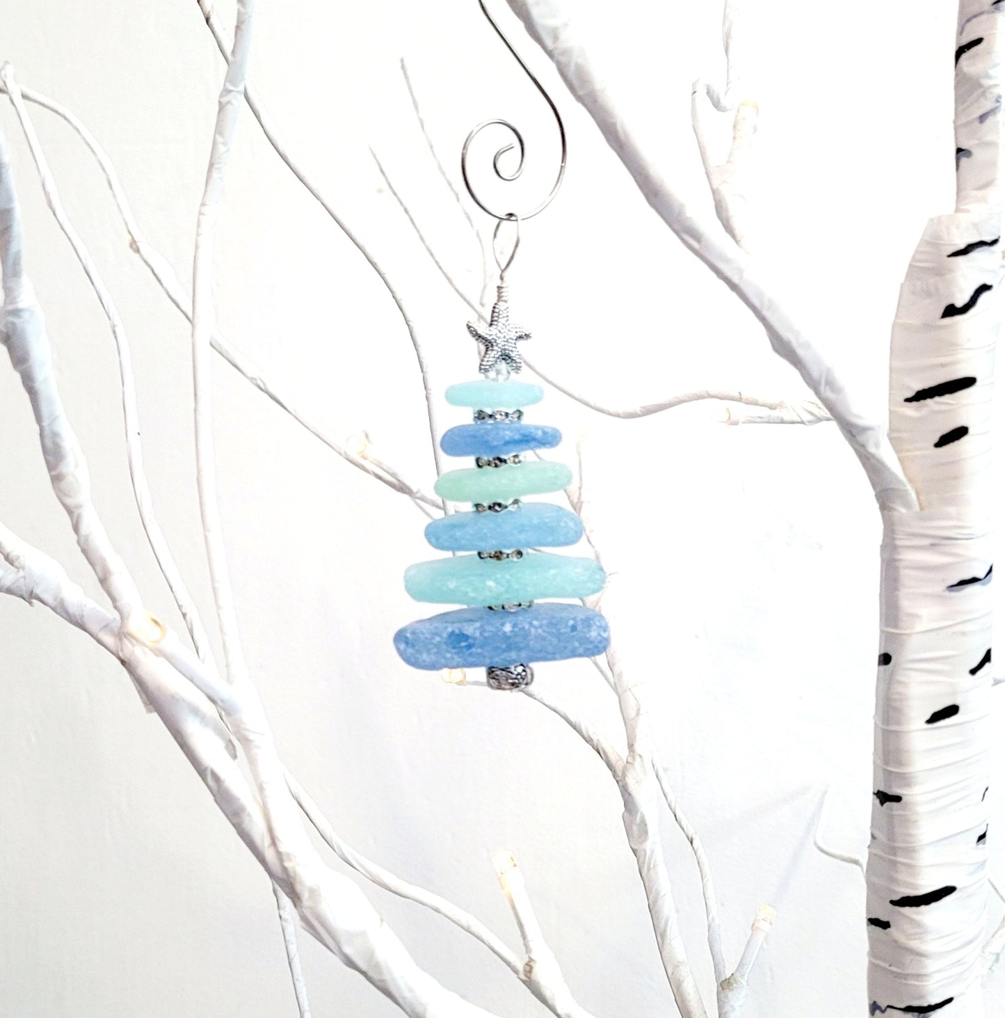 Sea Glass Christmas Tree Ornament/Sea Glass Pine Tree Ornament/Genuine Sea Glass Tree Ornament/279