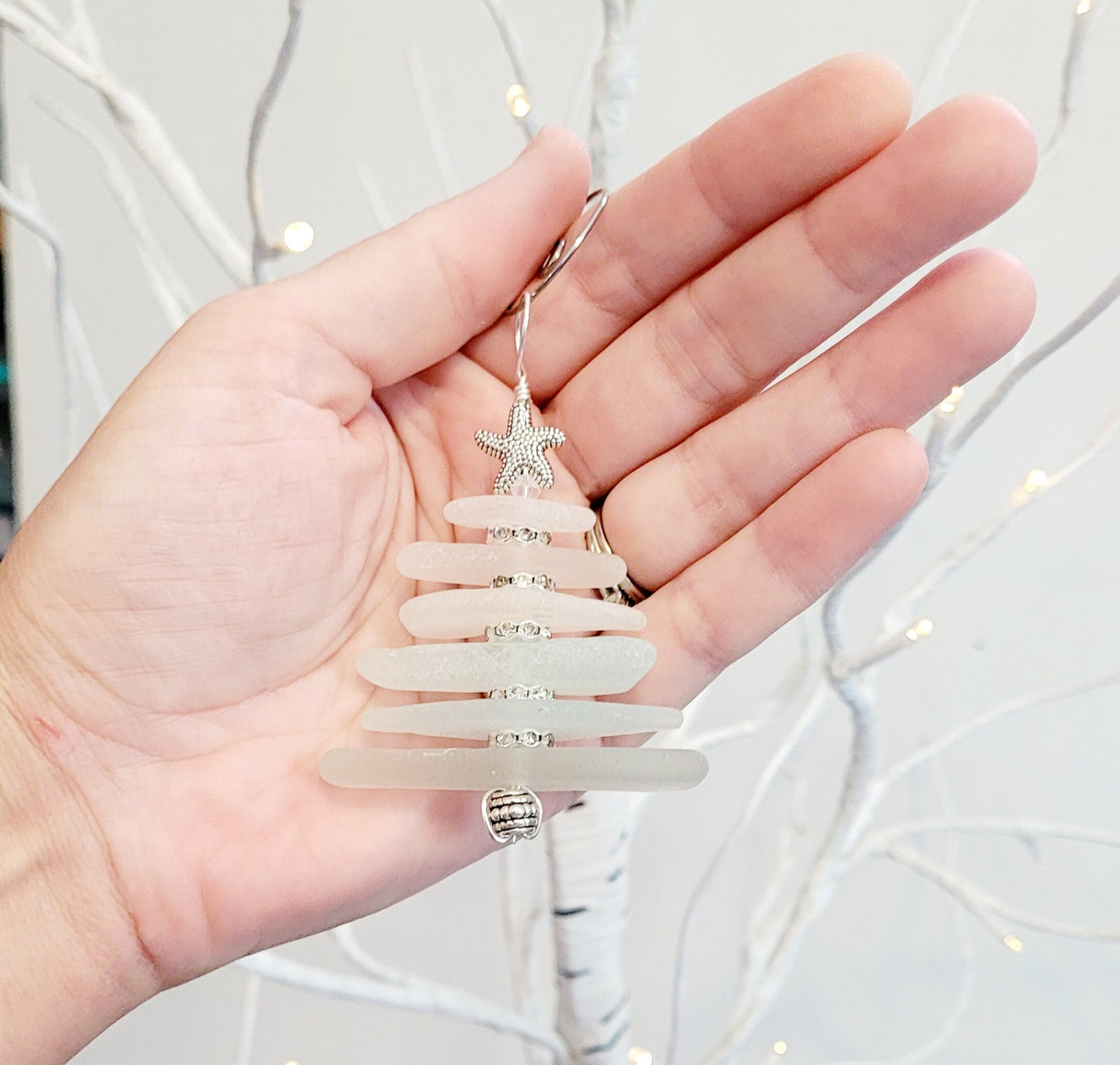 Sea Glass Christmas Tree Ornament/Sea Glass Pine Tree Ornament/Genuine Sea Glass Tree Ornament/278