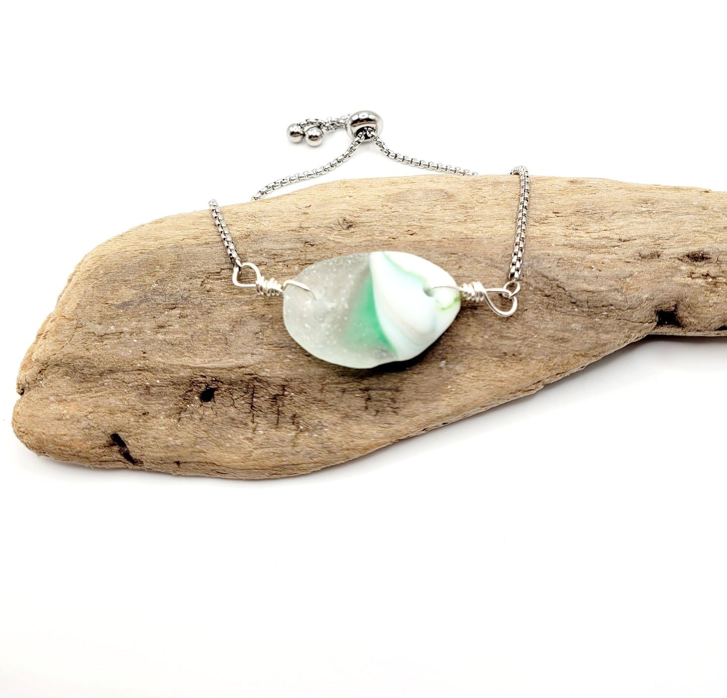 Genuine Sea Glass/Sea Glass Jewelry/Rare Art Glass/Sea Glass  Bracelet/Sea Glass Charm/ Nautical Coastal Bracelet/Unique Gift