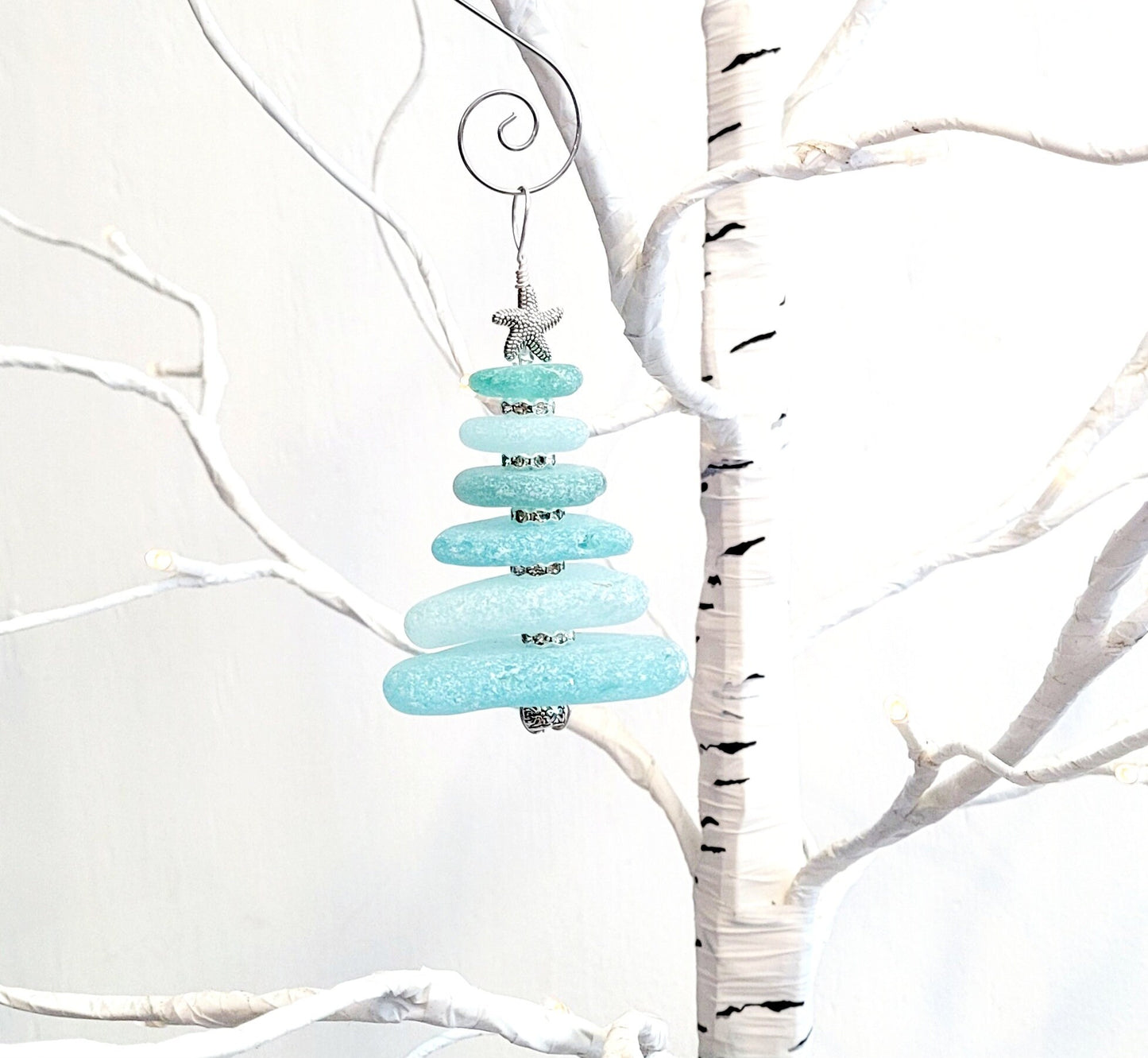 Sea Glass Christmas Tree Ornament/Sea Glass Pine Tree Ornament/Genuine Sea Glass Tree Ornament/281