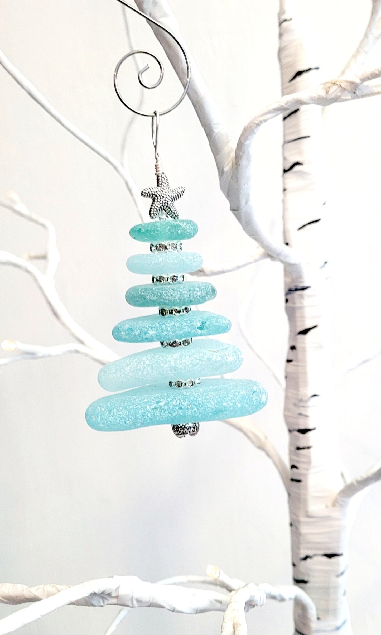 Sea Glass Christmas Tree Ornament/Sea Glass Pine Tree Ornament/Genuine Sea Glass Tree Ornament/281