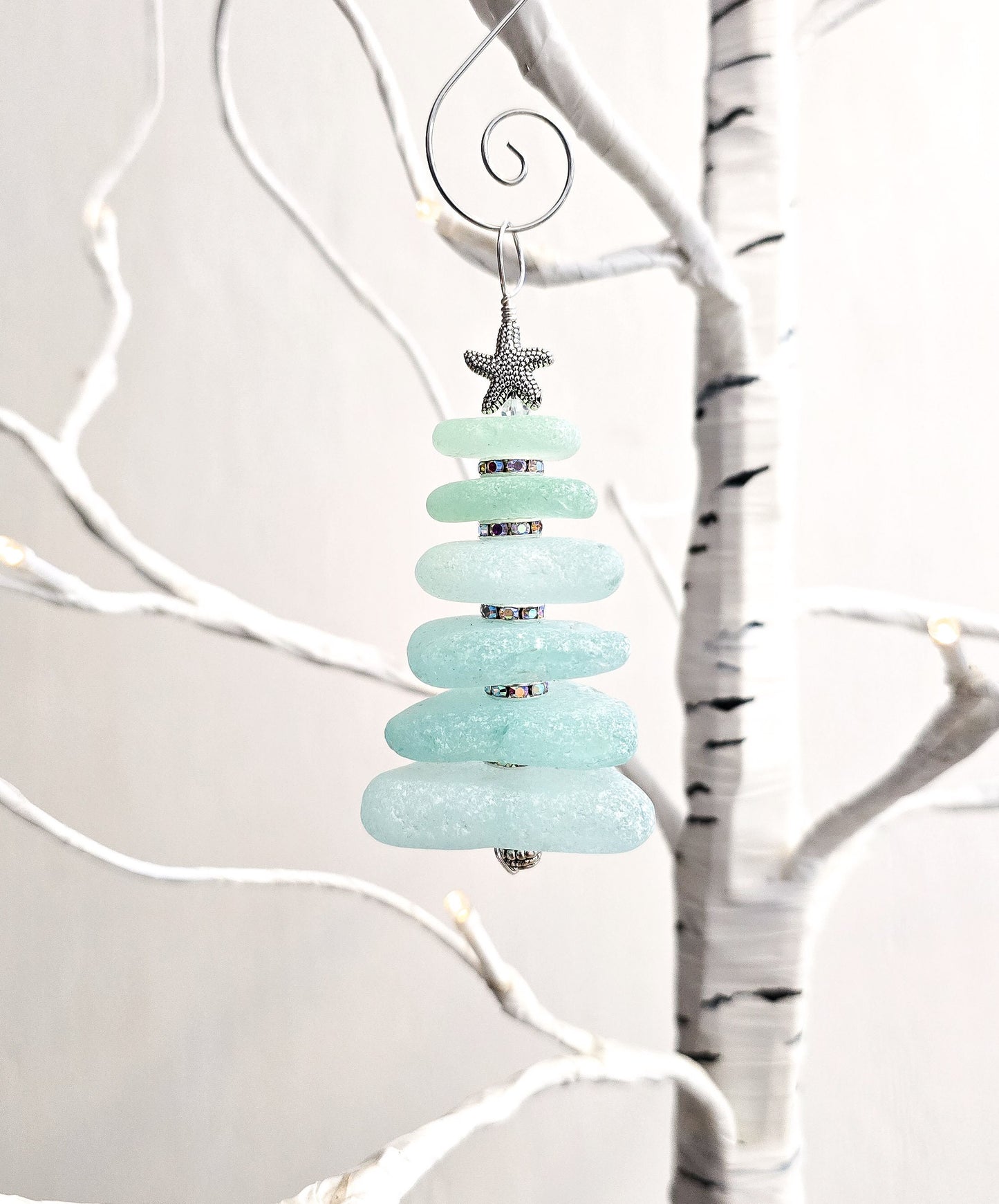 Sea Glass Christmas Tree Ornament/Sea Glass Pine Tree Ornament/Genuine Sea Glass Tree Ornament/300