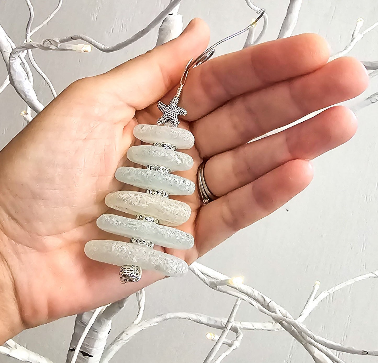 Sea Glass Christmas Tree Ornament/Sea Glass Pine Tree Ornament/Genuine Sea Glass Tree Ornament/298