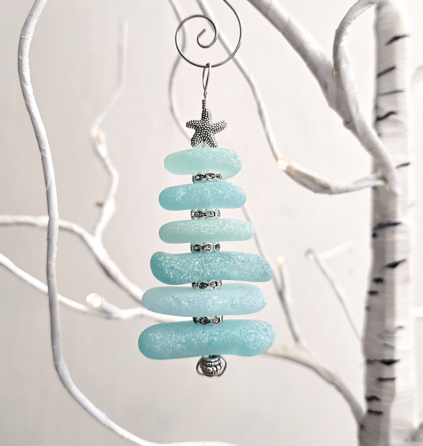 Sea Glass Christmas Tree Ornament/Sea Glass Pine Tree Ornament/Genuine Sea Glass Tree Ornament/299