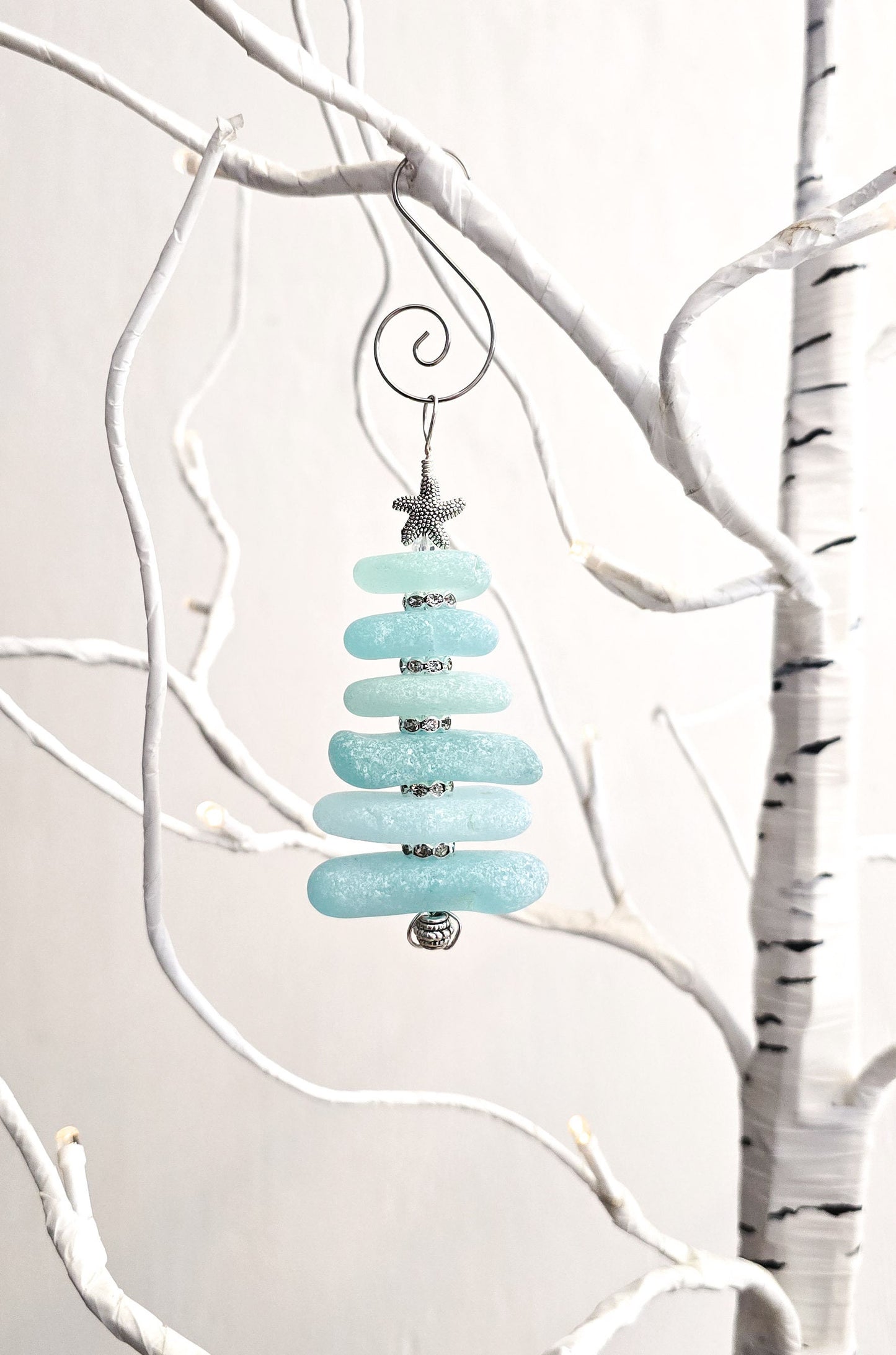 Sea Glass Christmas Tree Ornament/Sea Glass Pine Tree Ornament/Genuine Sea Glass Tree Ornament/299