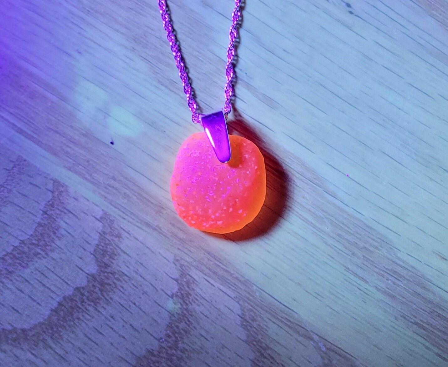 Rare Genuine UV Orange Sea Glass Pendant/True Orange sea glass/Unique Gift/184