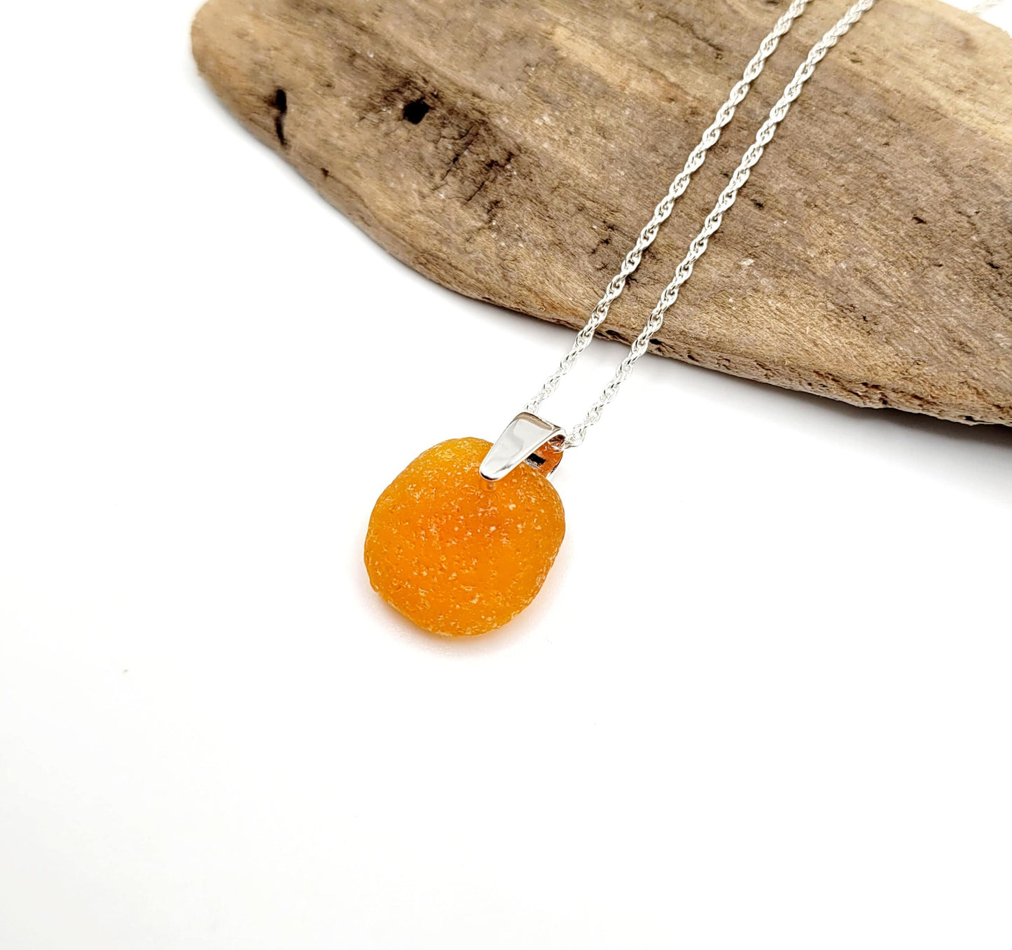 Rare Genuine UV Orange Sea Glass Pendant/True Orange sea glass/Unique Gift/184