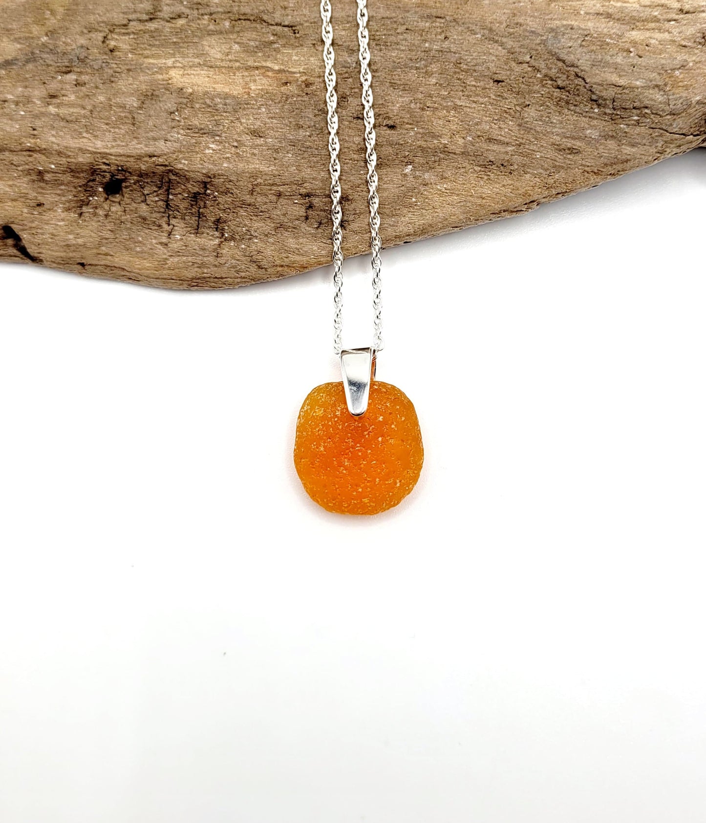 Rare Genuine UV Orange Sea Glass Pendant/True Orange sea glass/Unique Gift/184