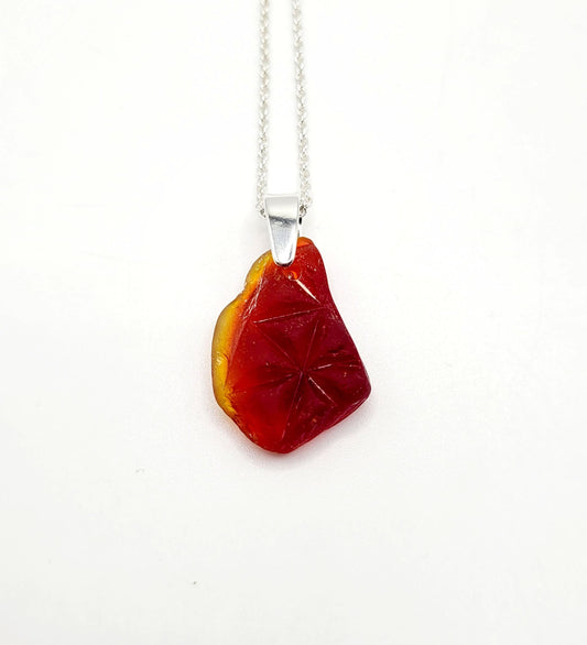 Genuine UV Red Amberina Glass Pendant/Genuine Red Sea Glass Necklace/Dainty Sea Glass Jewelry/Coastal Jewelry/Nautical Pendant/185