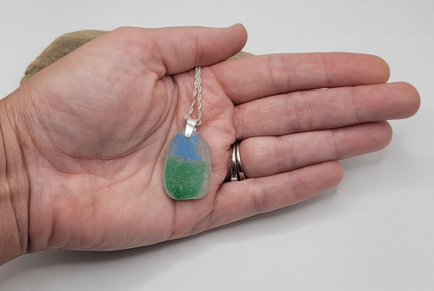 Genuine Sea Glass/Very Rare Art Glass Sea Glass/Sea Glass and Sterling Silver Necklace/Art Sea Glass Pendant/Genuine Sea Glass Jewelry/188