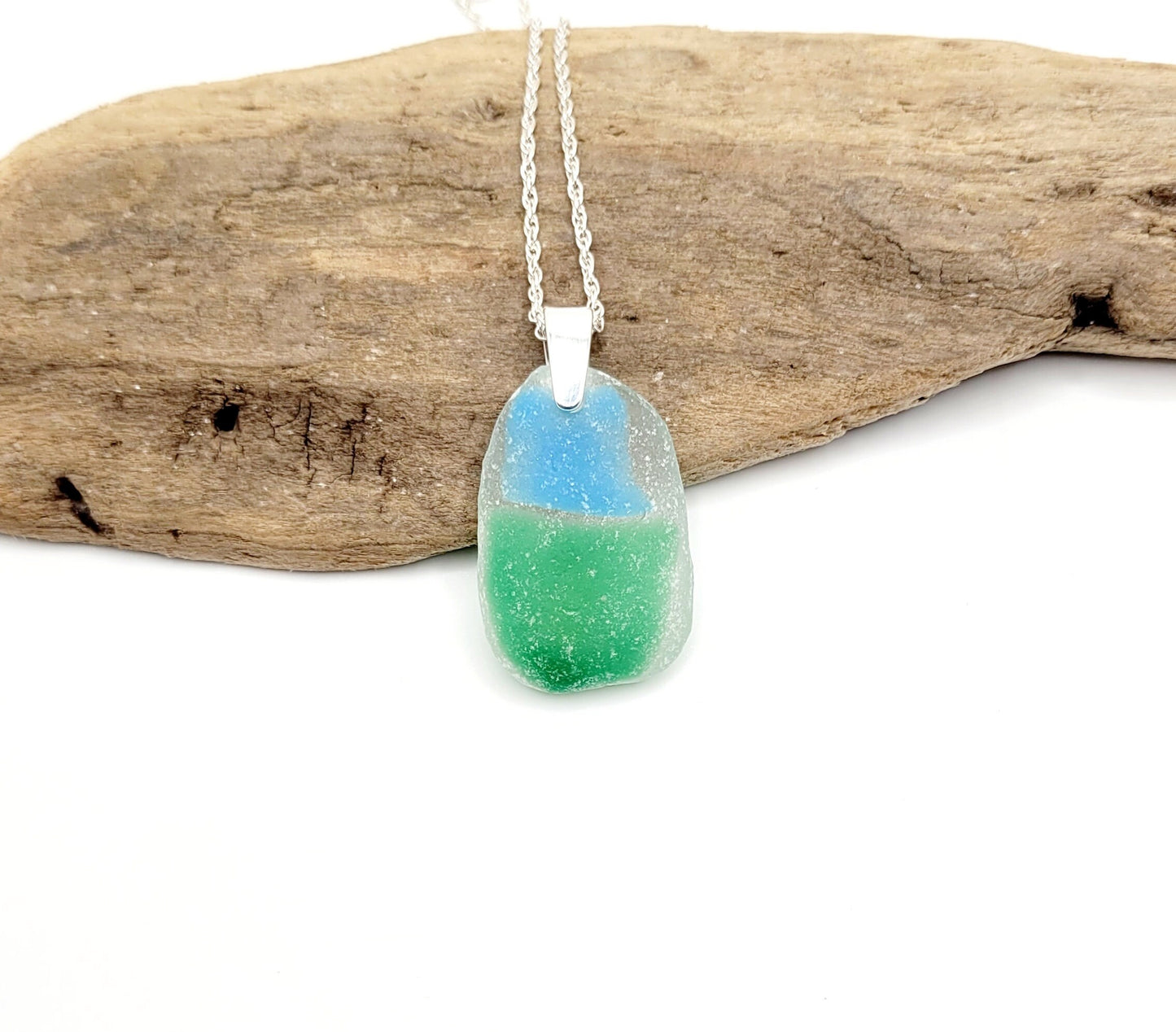 Genuine Sea Glass/Very Rare Art Glass Sea Glass/Sea Glass and Sterling Silver Necklace/Art Sea Glass Pendant/Genuine Sea Glass Jewelry/188