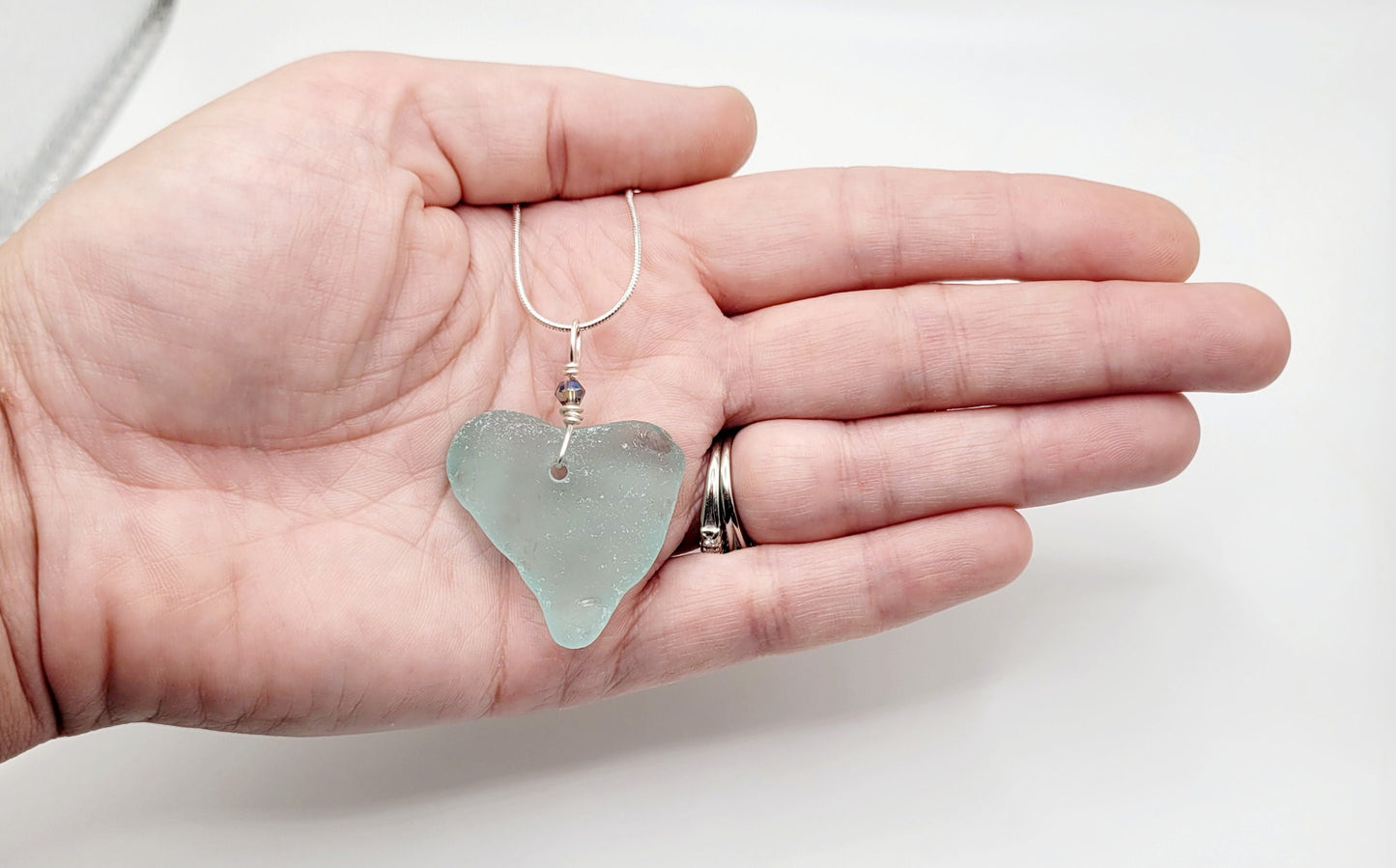 Genuine Sea Glass Pendant/Heart Sea Glass Pendant/Natural Heart Sea Glass Pendant/Anniversary Gift/Gift for her/Unique Gift/196