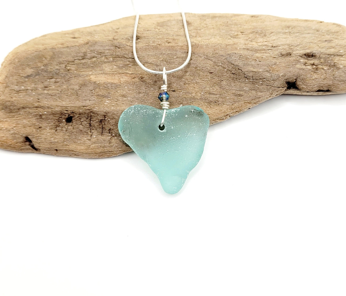 Genuine Sea Glass Pendant/Heart Sea Glass Pendant/Natural Heart Sea Glass Pendant/Anniversary Gift/Gift for her/Unique Gift/196