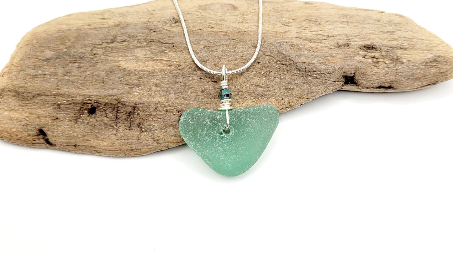 Genuine Sea Glass Pendant/Heart Sea Glass Pendant/Natural Heart Sea Glass Pendant/Anniversary Gift/Gift for her/Unique Gift/197